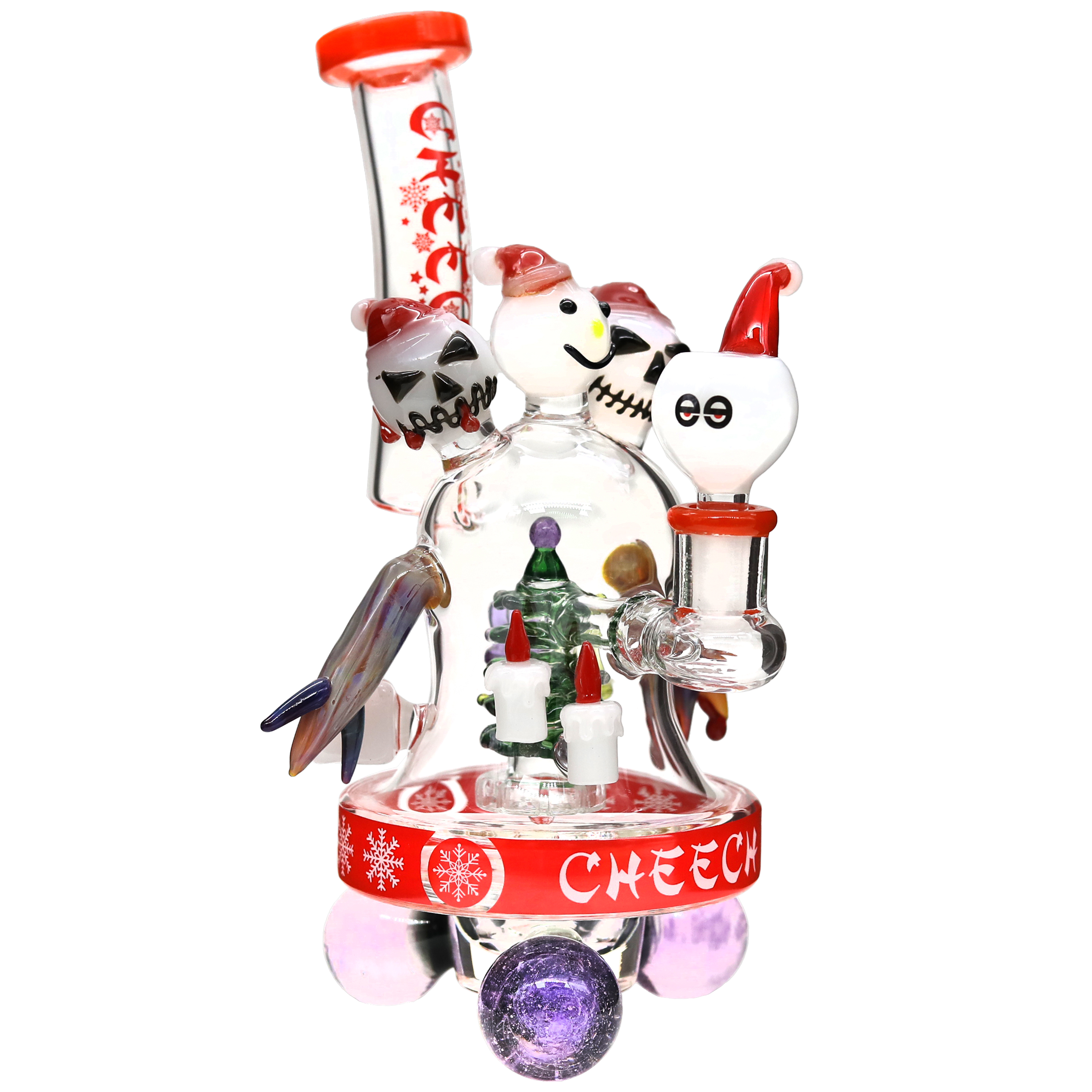 Cheech Christmas Tree Perc With Triple Headed Monster Waterpipe (CHE-284) | 12 inch | Assorted Colors product image