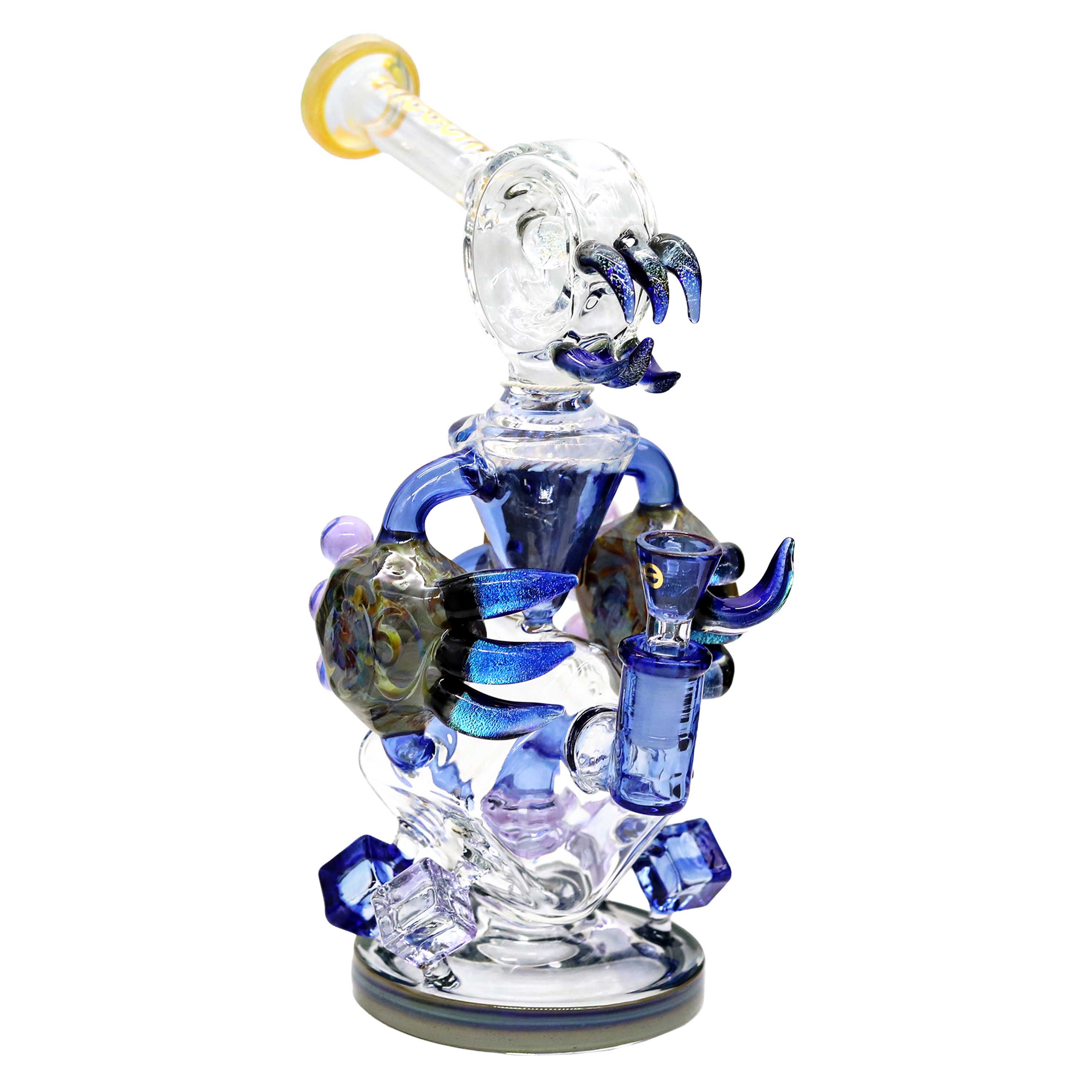 Cheech Glittery Thorns All Over Dice Base Double Matrix Perc Recycler Microscopic Waterpipe (CHE-302) | 14 inch product image