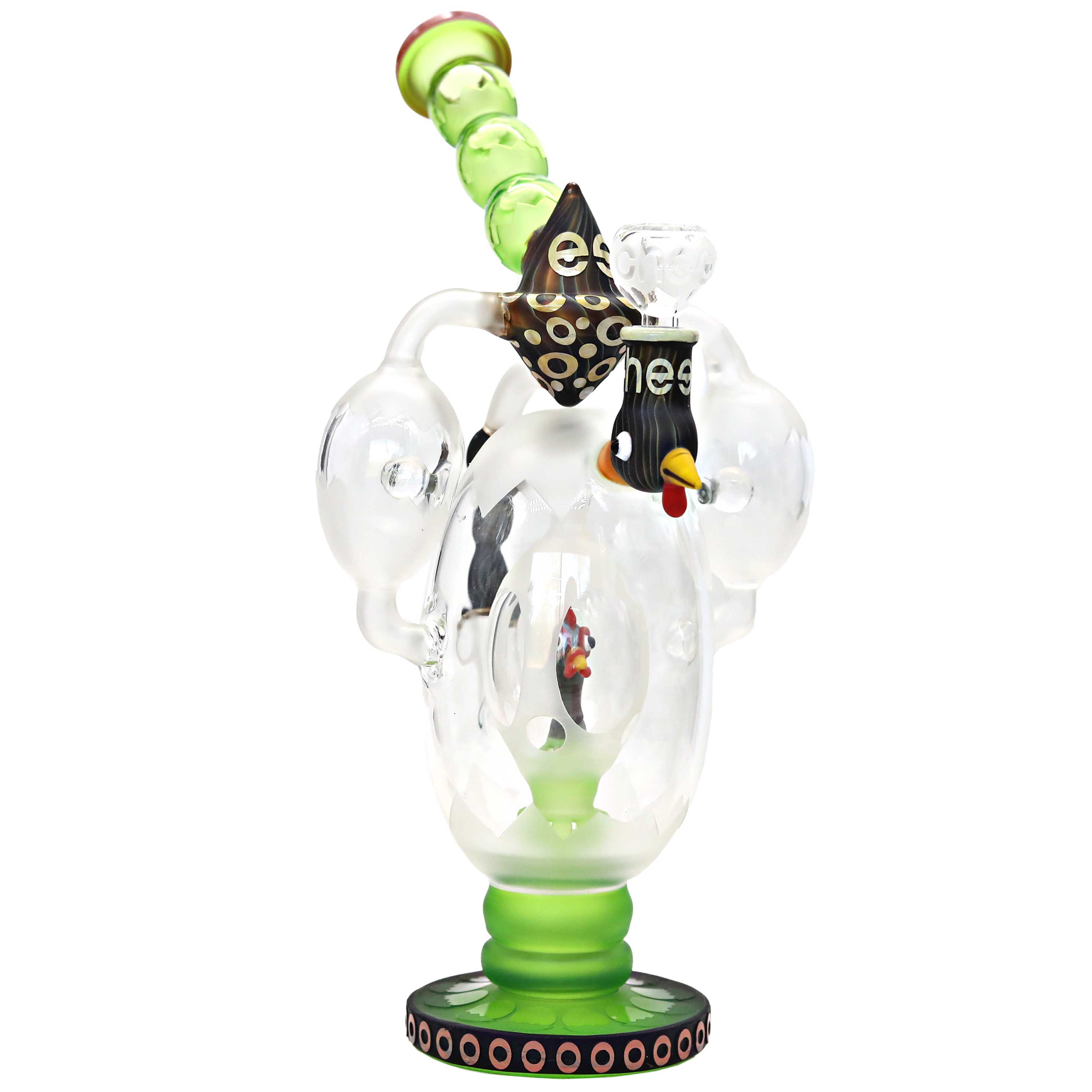 Cheech Broken Eggs With Rooster Perc Recycler Waterpipe (CHE-311/313) | 16 inch | Assorted Colors product image