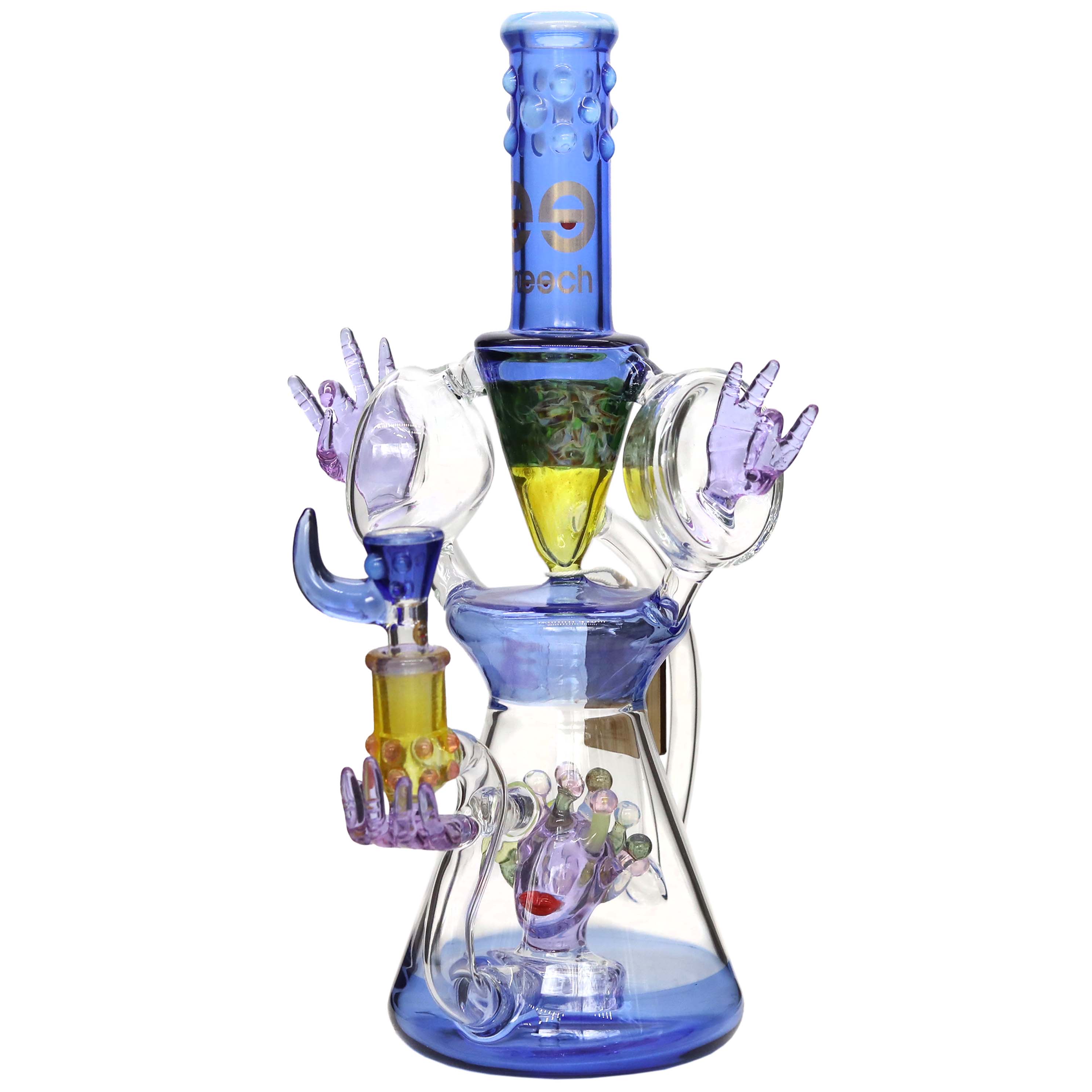 Cheech Female Face With Matrix Perc Electro Wave With Middle Fingers Beaker Waterpipe (CHE-316/317) | 15 inch | Assorted Colors product image