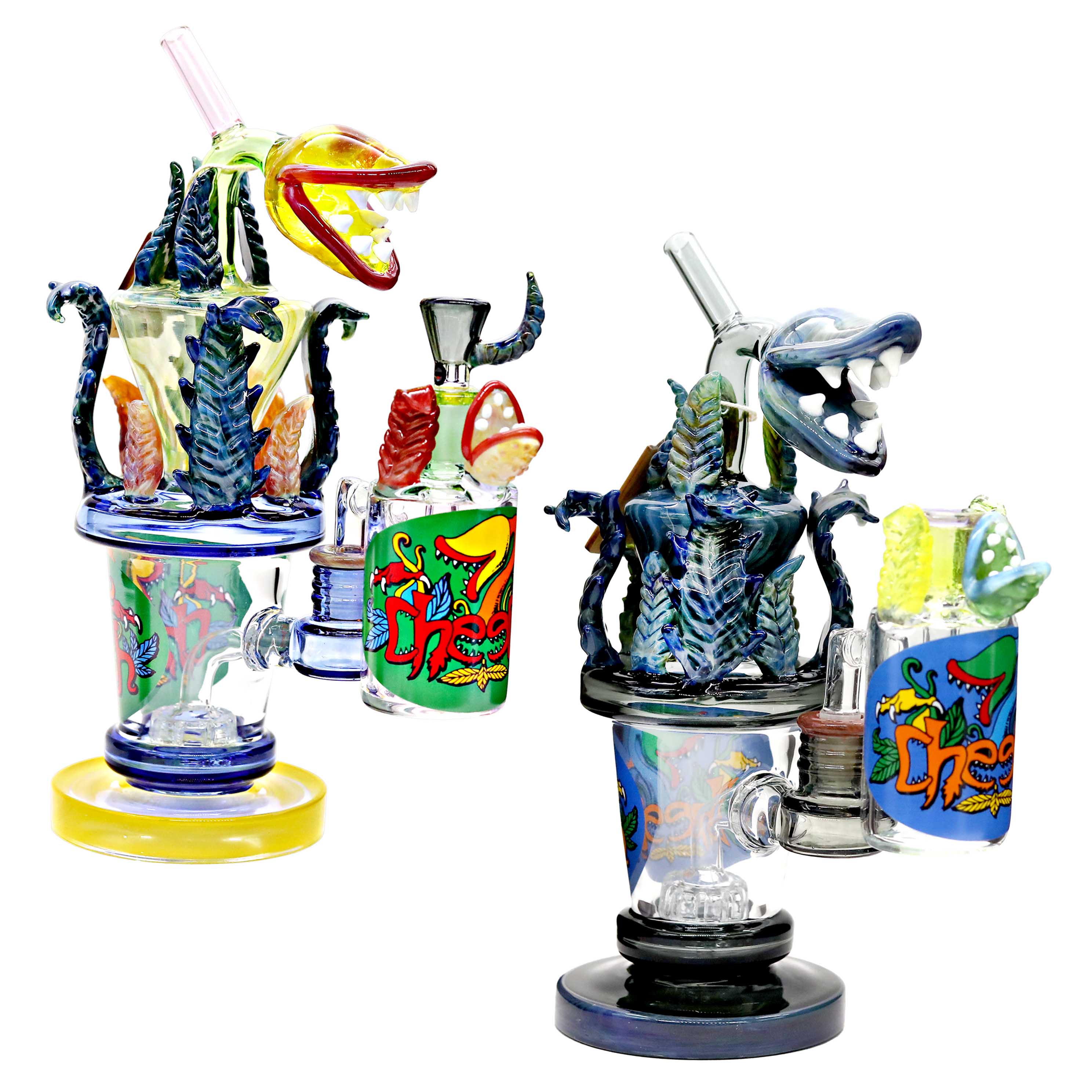 Cheech Venus And Fly Trap With Leaves All Over Matrix Perc Waterpipe (CHE-322/323) | 12 inch | Assorted Colors product image