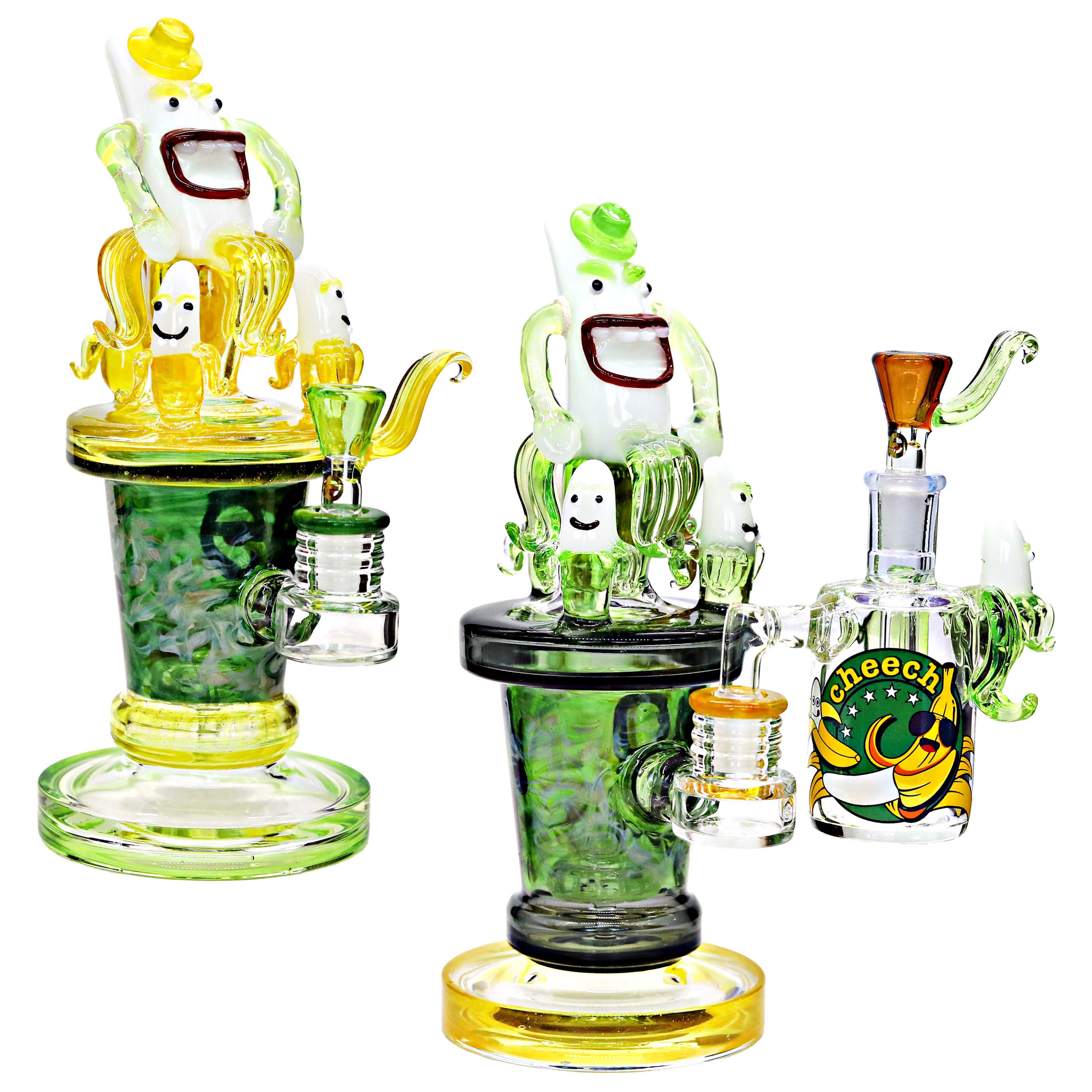 Cheech Laughing Peeled Banana All Over Matrix Perc Waterpipe (CHE-328/329) | 12 inch | Assorted Colors product image