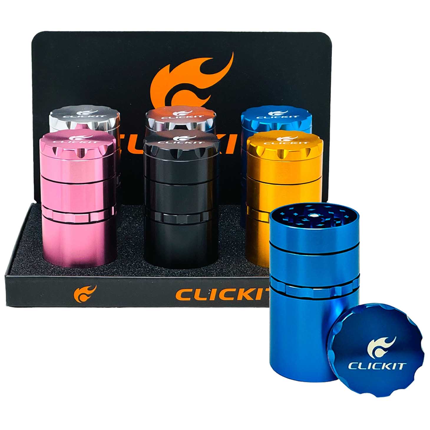 Clickit Tall Aluminium 4 Part Grinder (MG-113) | 50mm | Assorted Colors product image