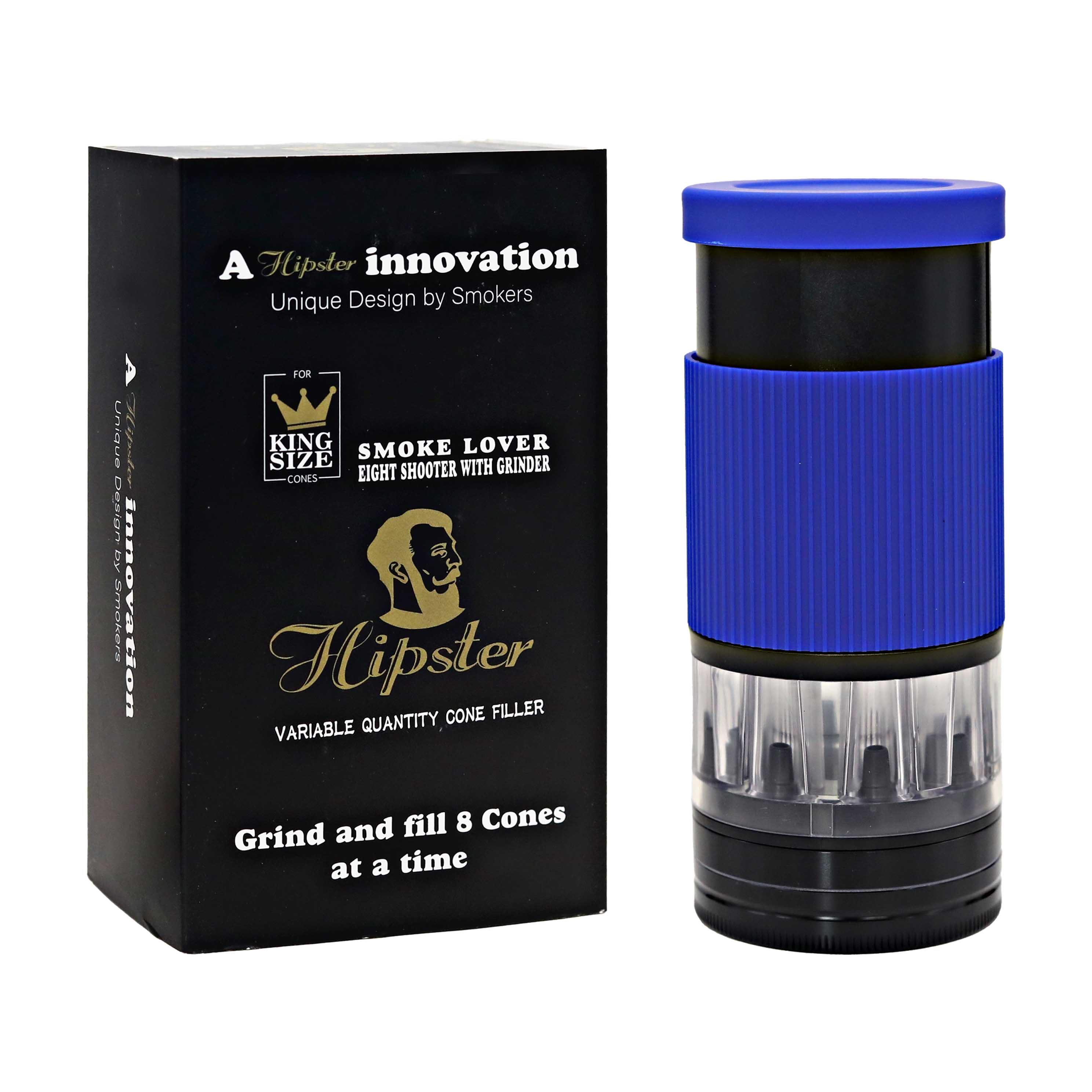 Hipster 2 In 1 Grinder & Cone Filler Set (CN7770) | 55mm | 6 inch | Assorted Colors product image