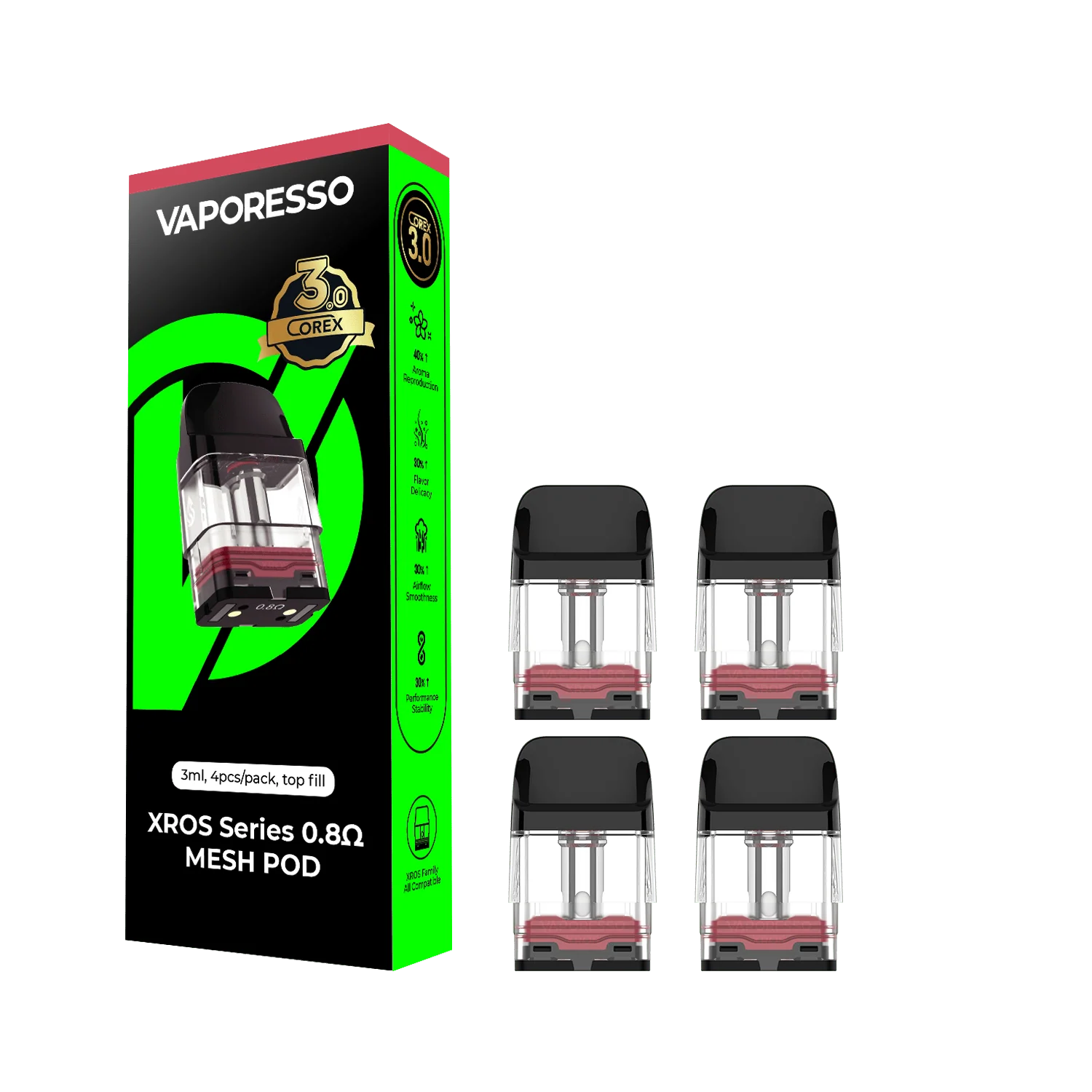 Corex 3.0 XROS Series Replacement Pod By Vaporesso | 2ml | 4 Pack | 0.8ohm product image