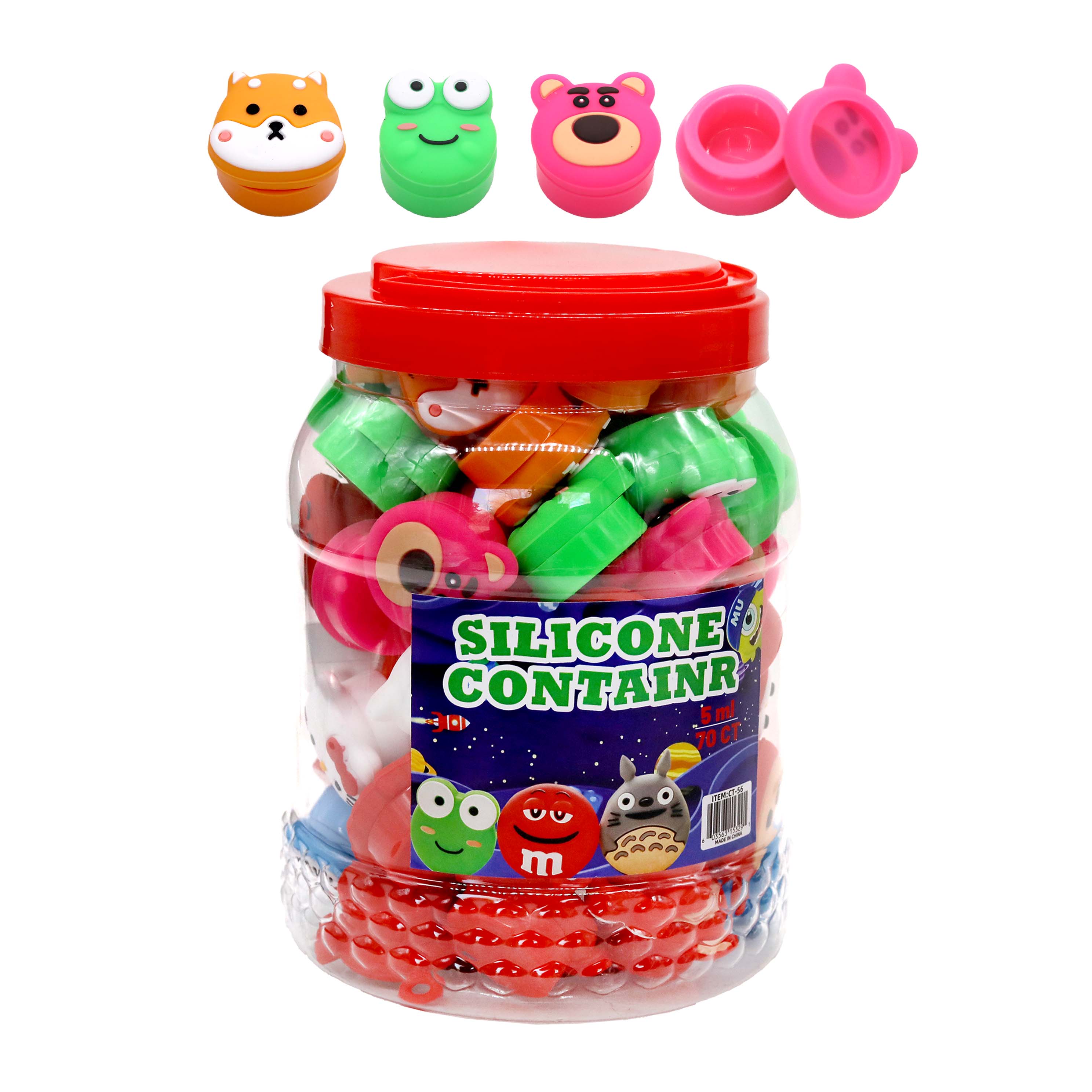 Monkey Face Silicone Container (CT56) | 7ml |  Assorted Colors | 70 Count Display product image