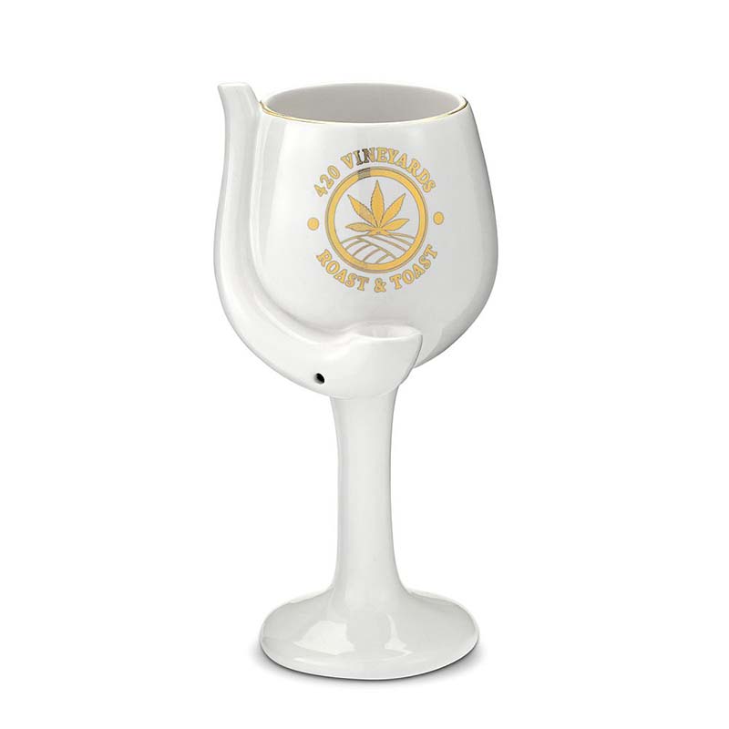 Ceramic White Wine Glass Waterpipe (82530) | 10 inch  product image