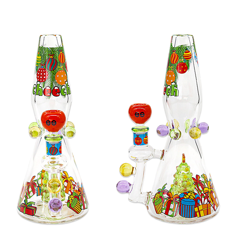 Cheech Christmas Edition Glittering X-mas Tree Perc Lava Lamp Shaped Waterpipe (CHE-396) | 12 inches product image