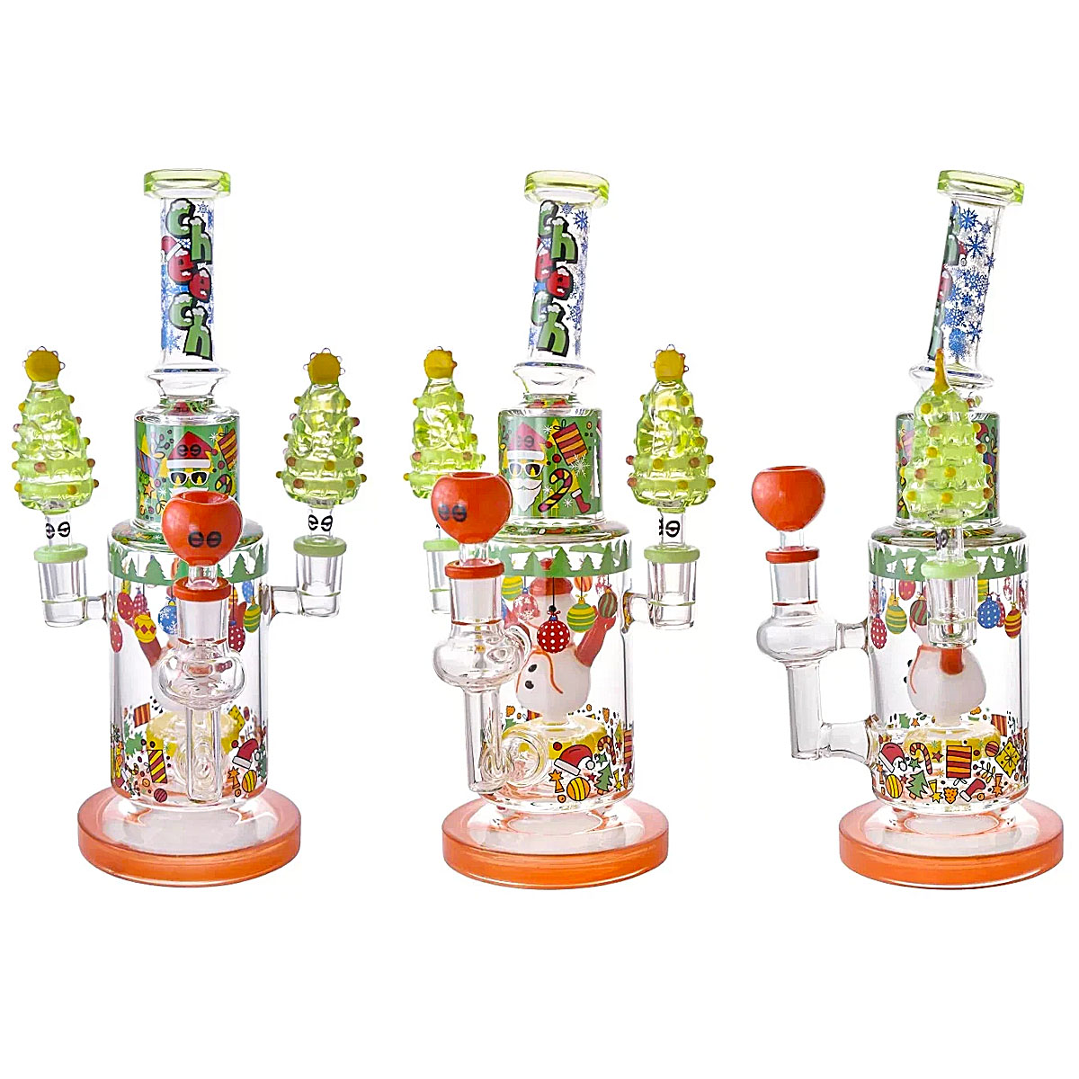 Cheech Christmas Edition Santa Perc With X-mas Trees Straight Waterpipe (CHE-395) | 15 inches product image