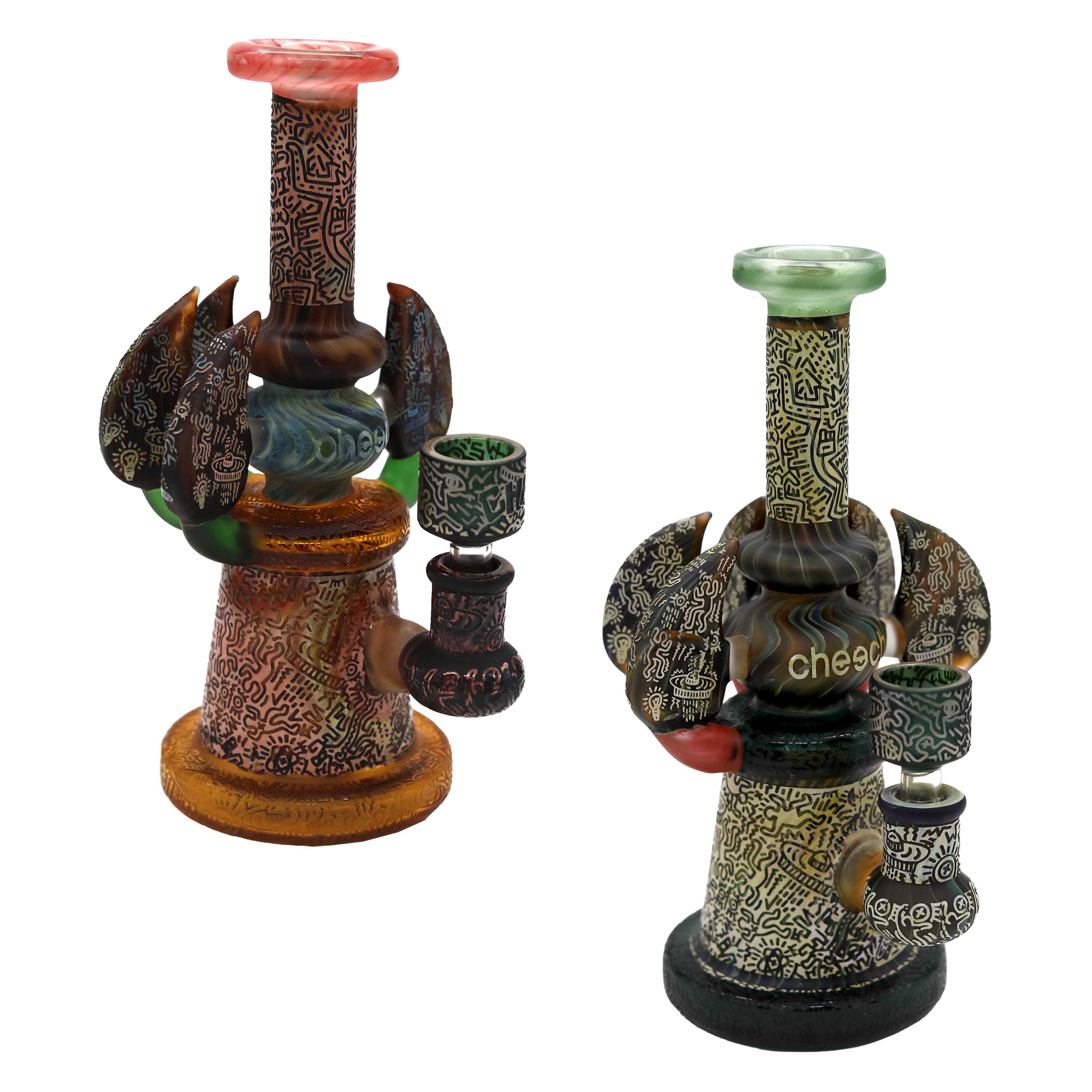 Cheech Handmade Velociraptor Design Antique Nail Design Waterpipe (CHE-270/271) | 10 inch | Assorted Colors product image