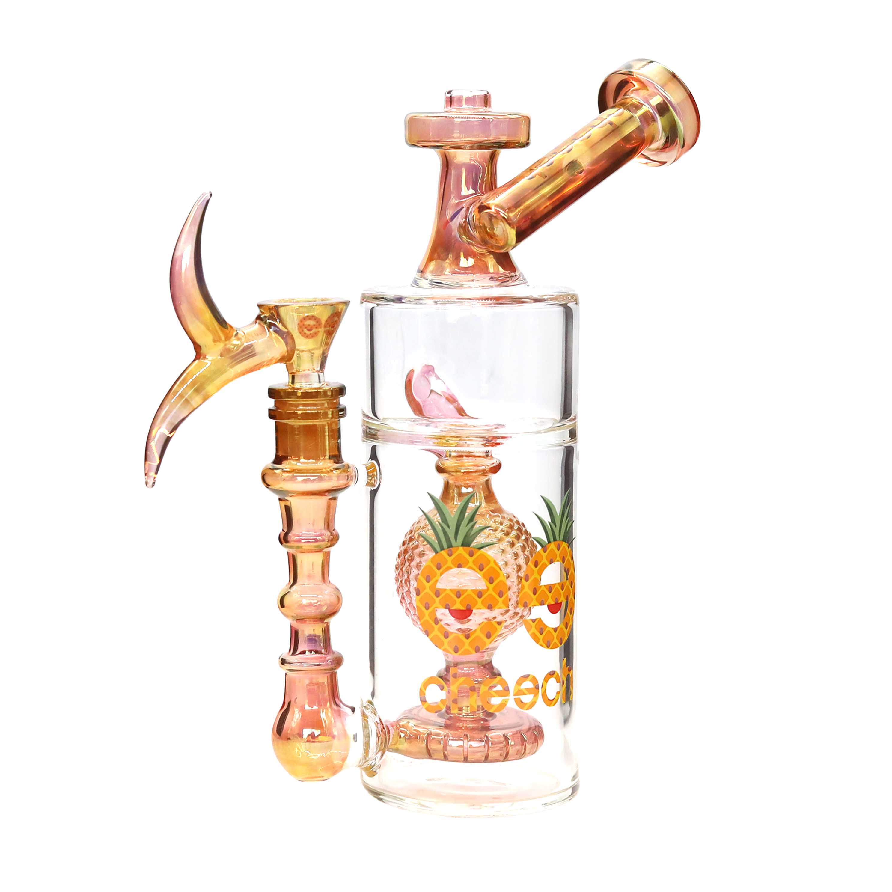 Cheech Gold Fumed Pineapple Perc Cylindrical Waterpipe (CHE-255) | 10 inch | Assorted Colors - image 1 of 2