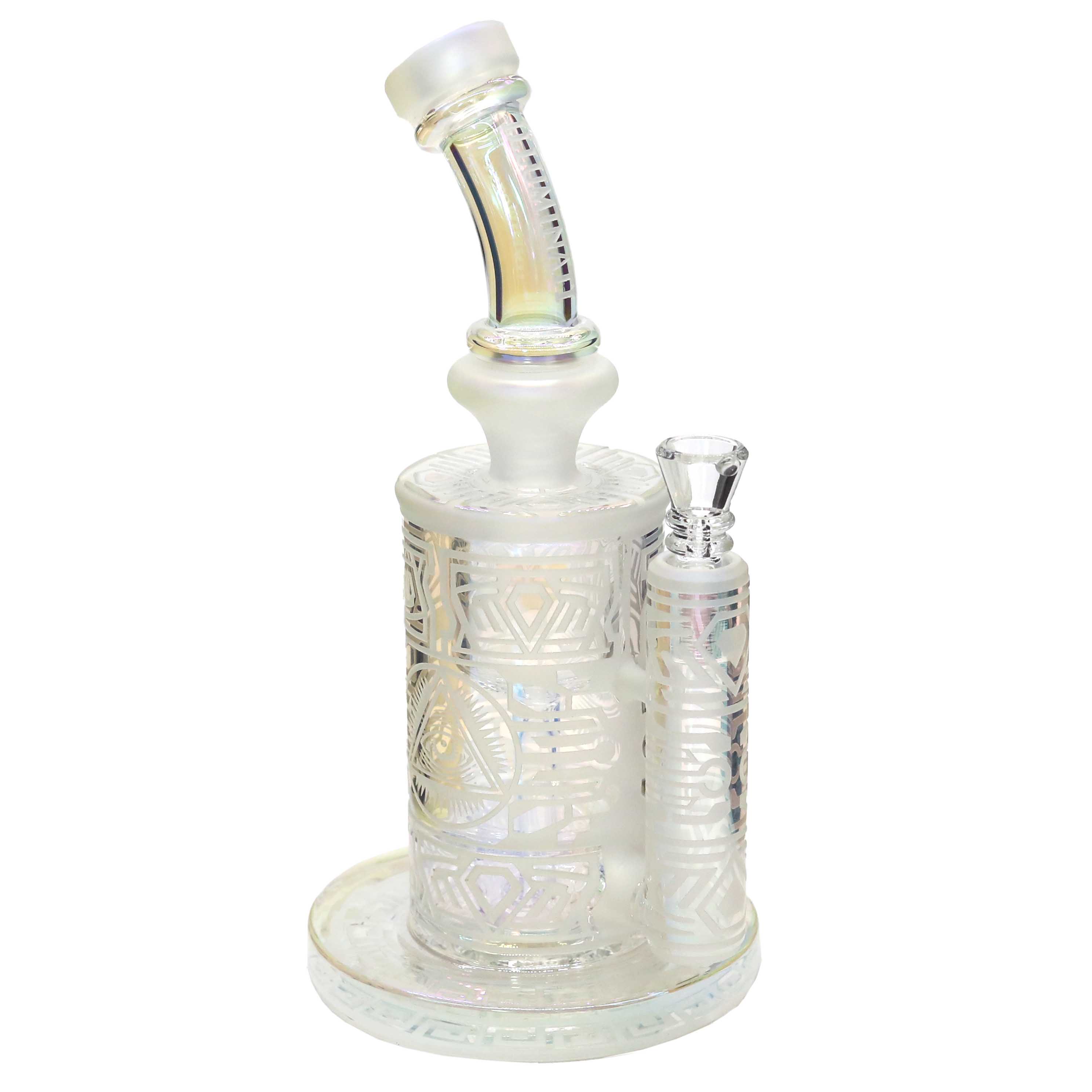 Illuminati Glass Chromatech Fully Etched And Sandblasted Torus Incycler Bent Neck Waterpipe (JDG810-9) | 9 inches product image