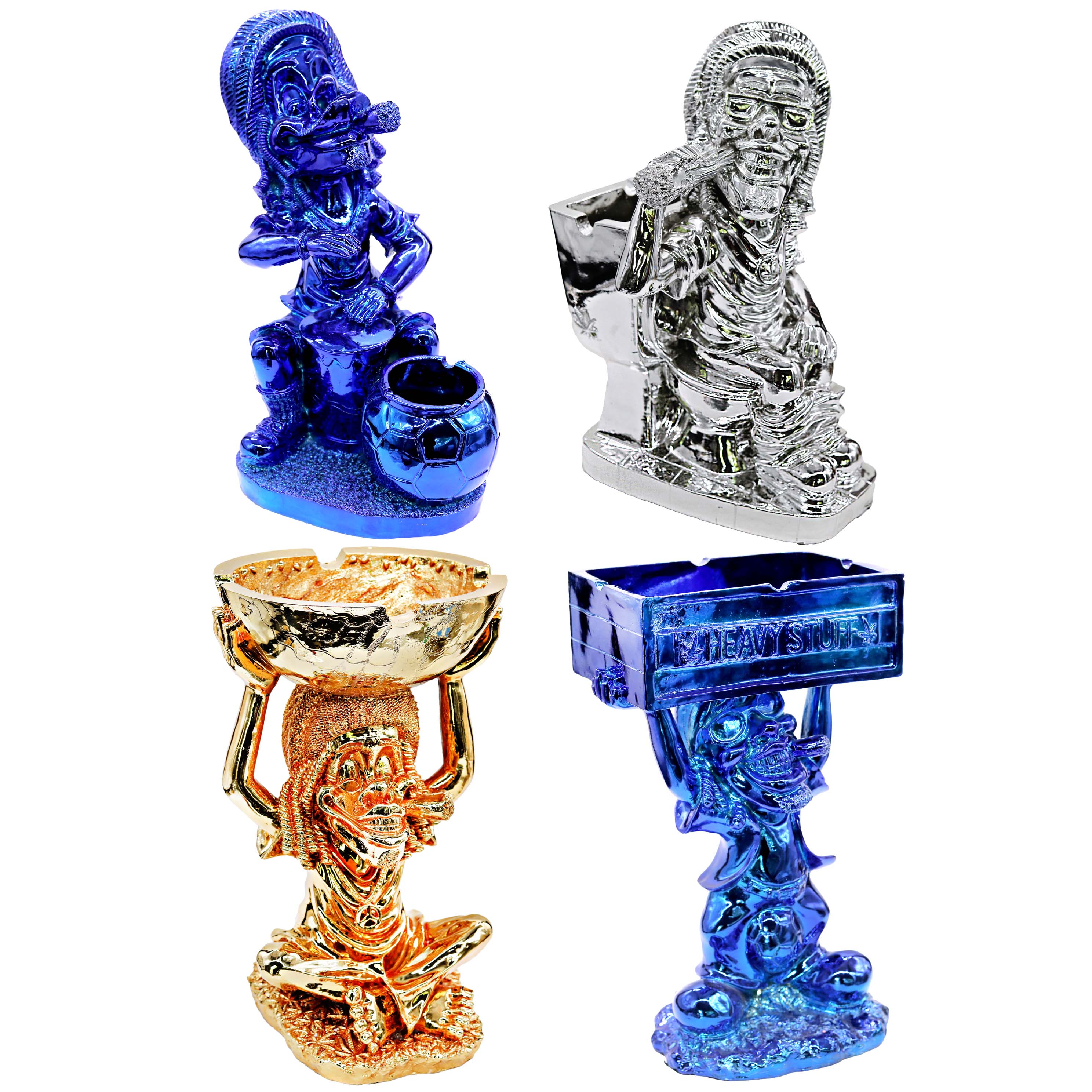 Chrome Plating Jumbo Size Rasta Resin Ashtray (ASH2) | 17 inch | Assorted Designs product image