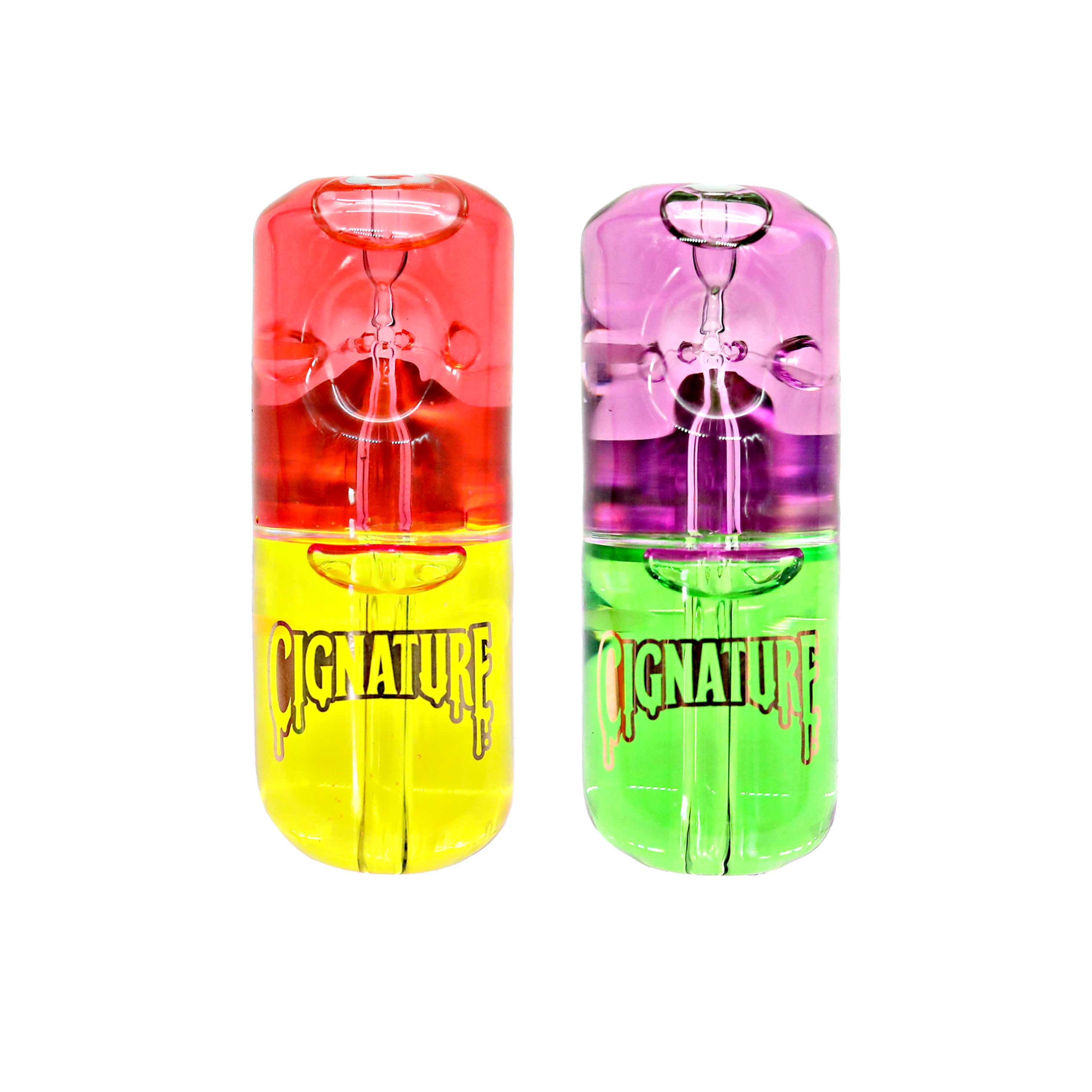 Cignature Capsule Shaped Double Color Glycerine Handpipe (GHP877) | 5 inch | Assorted Colors product image