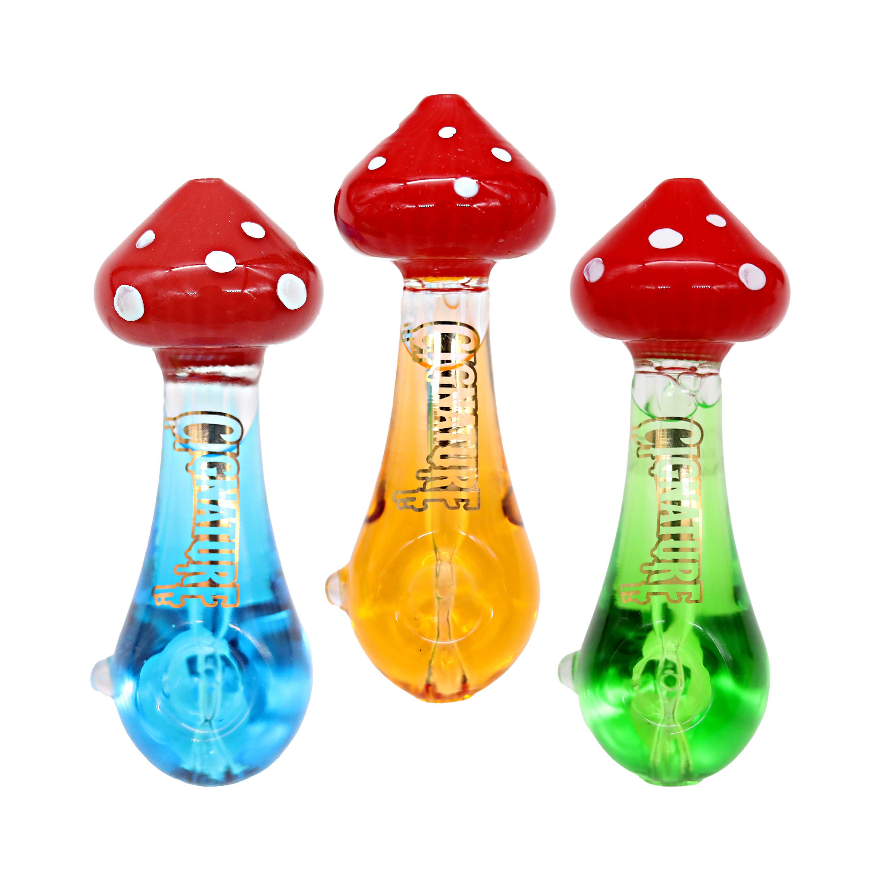 Cignature Mushroom Top With Glycerine Filled Base Handpipe (GHP848) | 5 inch | Assorted Colors product image