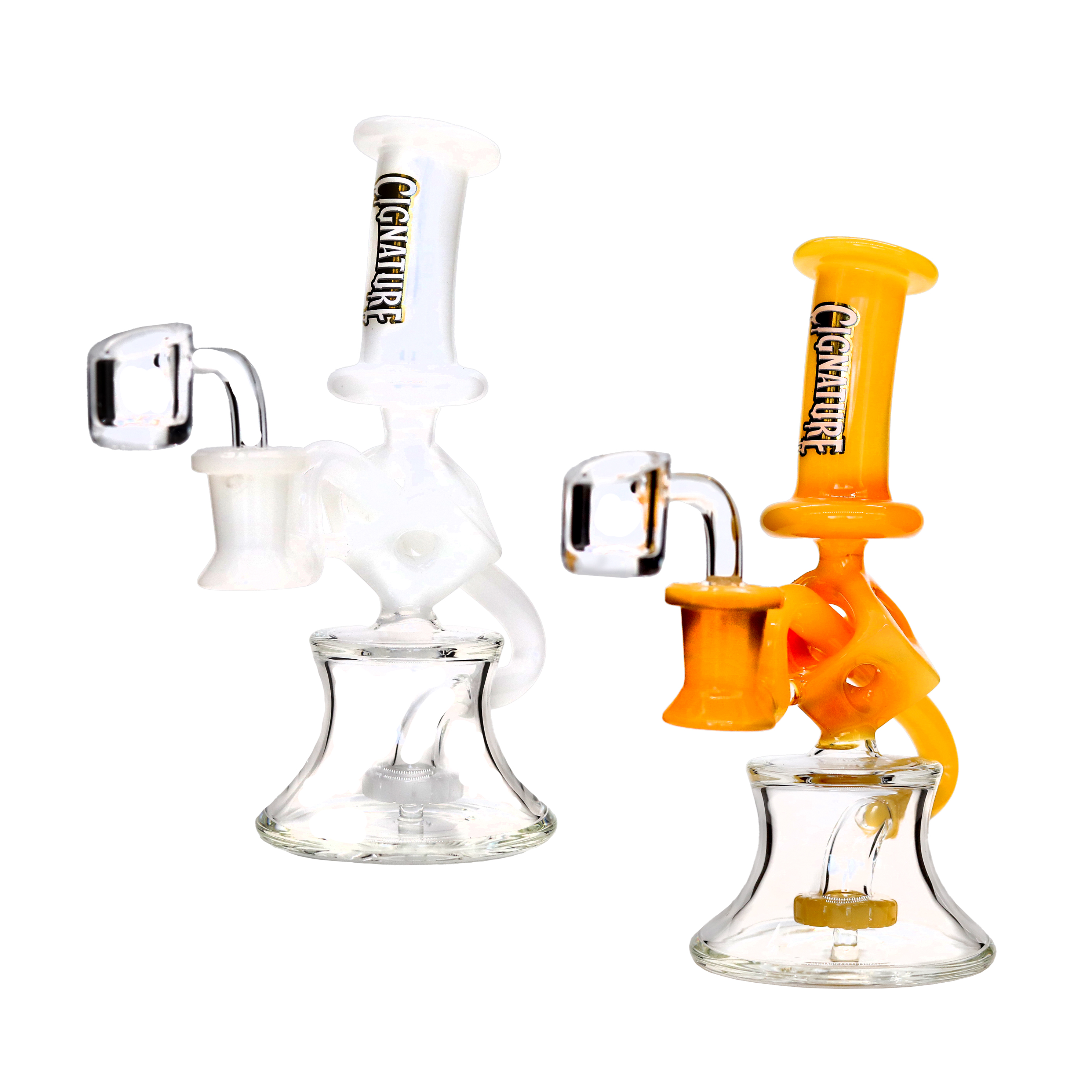Cignature Slyme Color Middle Dice Recycler Mini Waterpipe (MB1202) | 7 inch | Assorted Colors product image