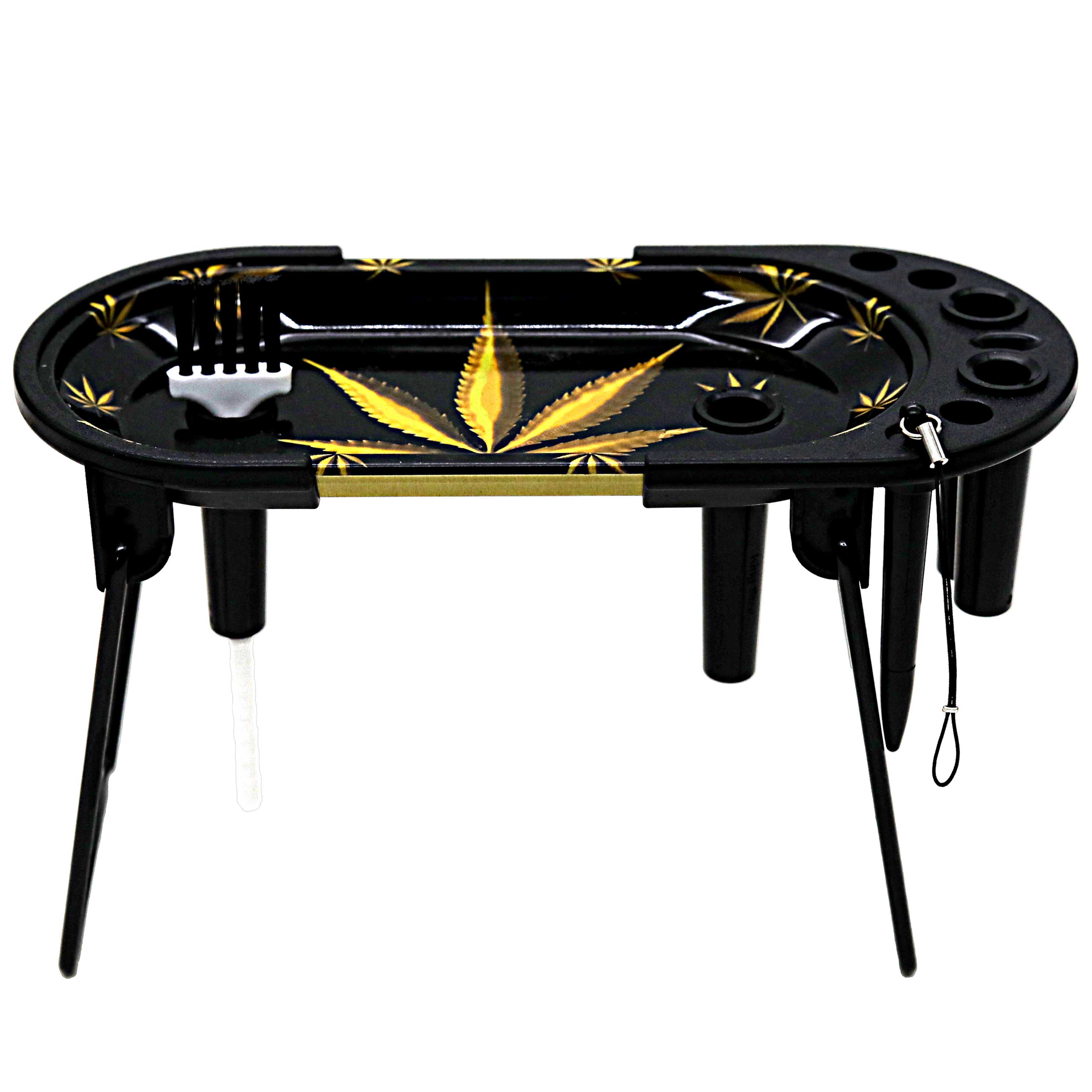 Circular And Square Metal Rolling Console Tray With Stand And Accessories | Small | Assorted Designs product image