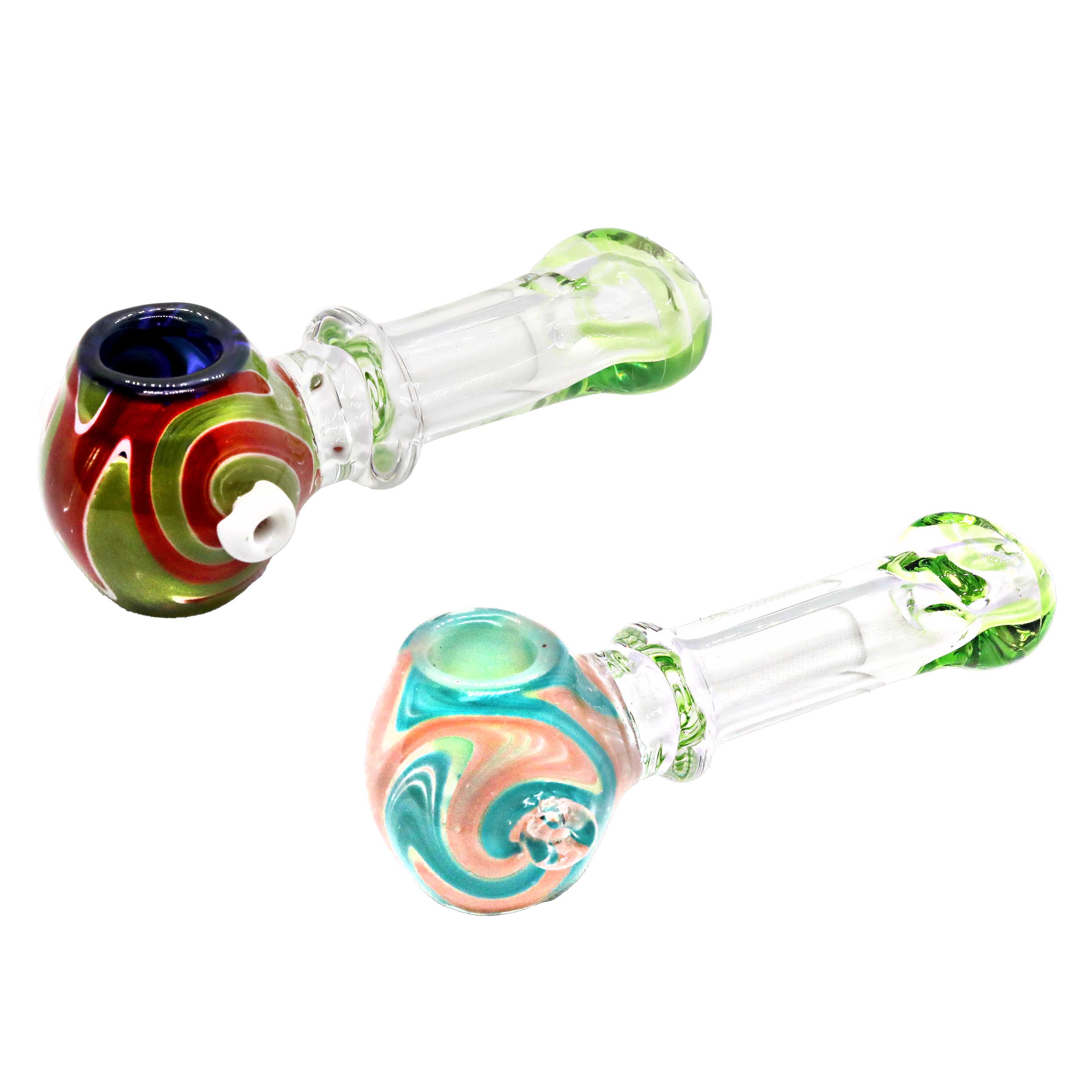 Clear Glass Base With Wigwag Head Handpipe (SB-1501) | 5 inch | Assorted Colors product image
