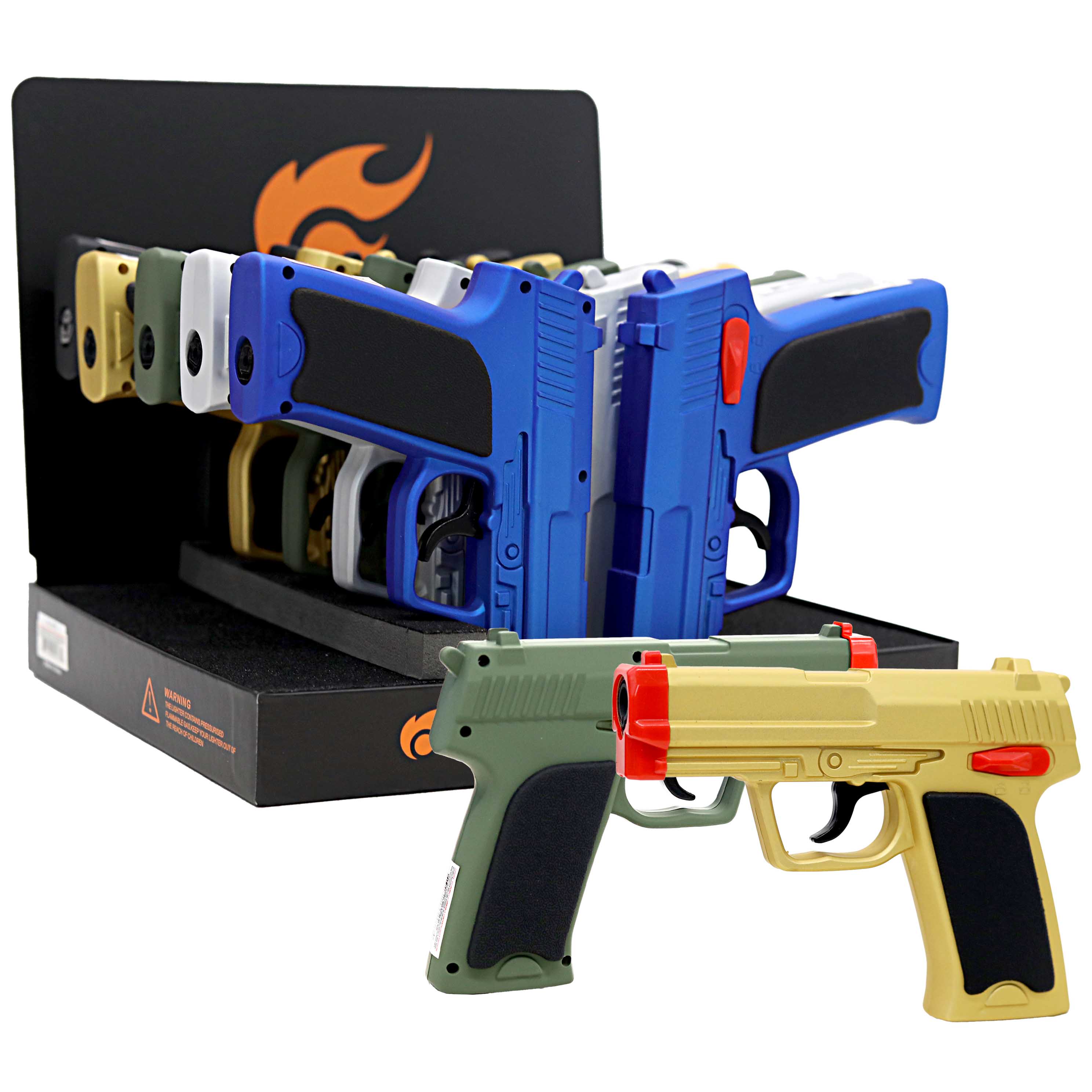 Clickit Large Pistol Gun Torch Lighters (GH-9073) | 10 Count Display product image