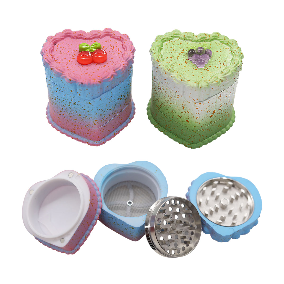Clickit Magnetic Heart Shaped Cake Grinder | 55mm | MG-006 | Assorted Colors product image