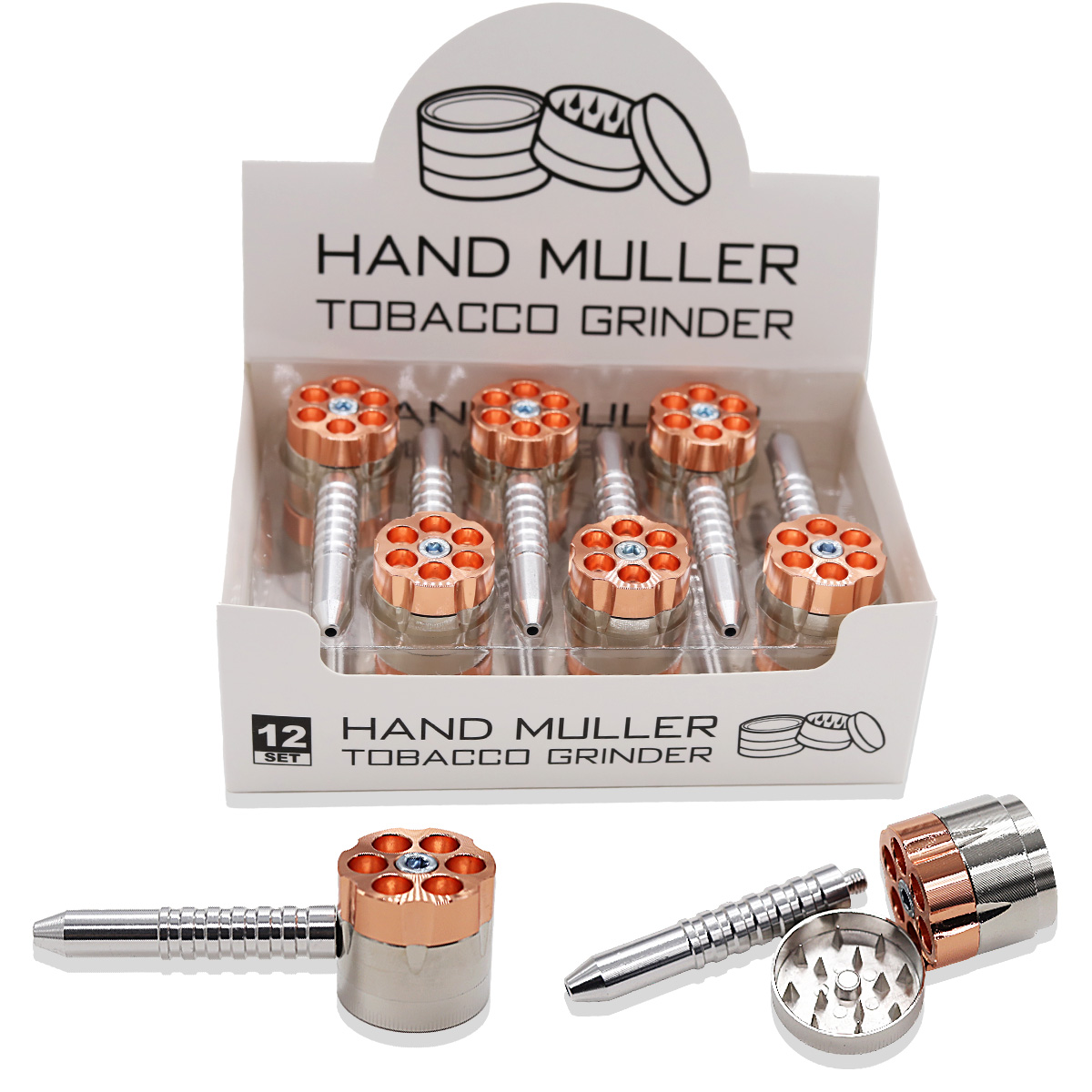 Crushers 6 Shooter 3 Part Aluminium Grinder (GR559) | 12 Count Display product image