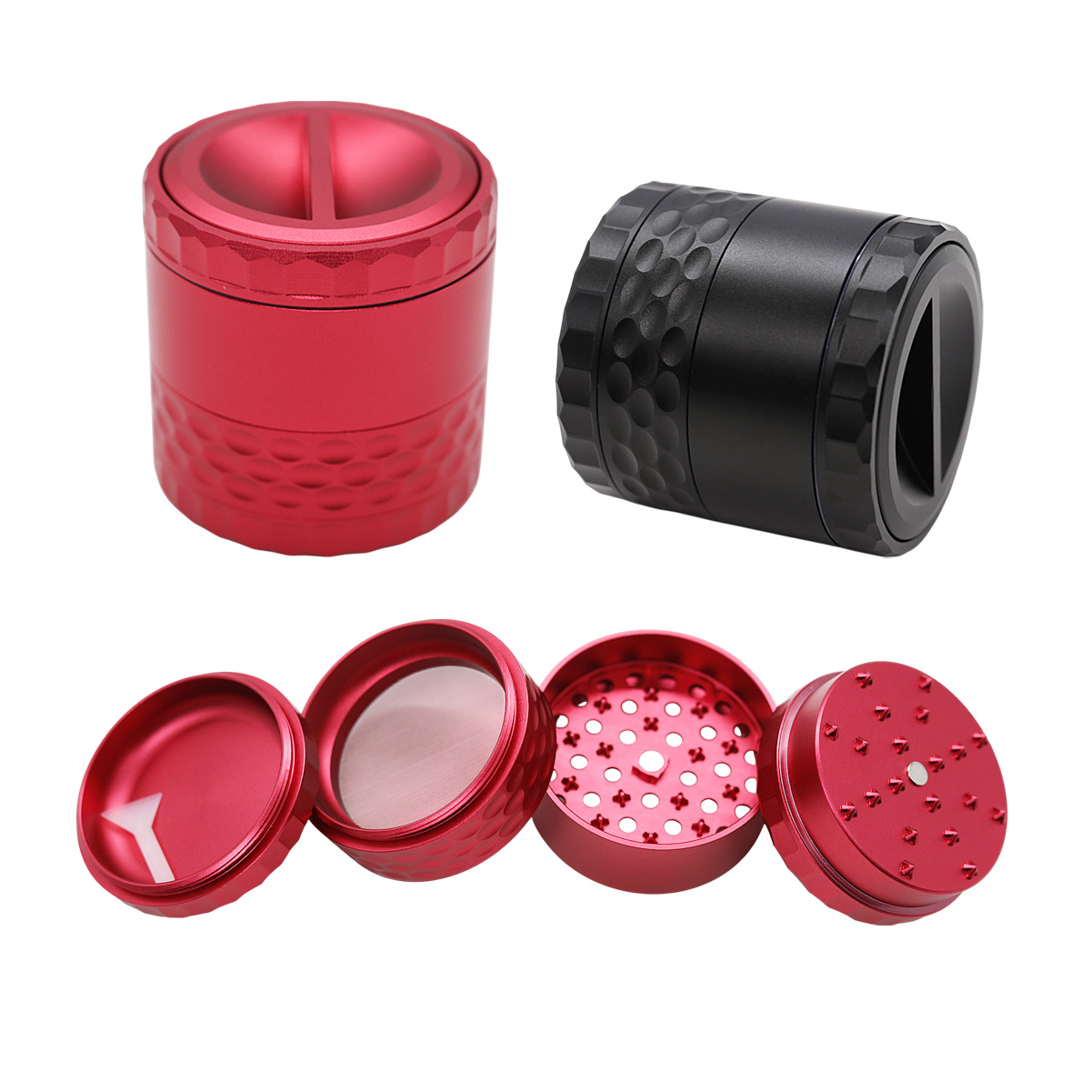 Crushers Matte Finish Geometrical Designs 4 Part Aluminium Grinder (GR650) | 63mm | Assorted Colors product image