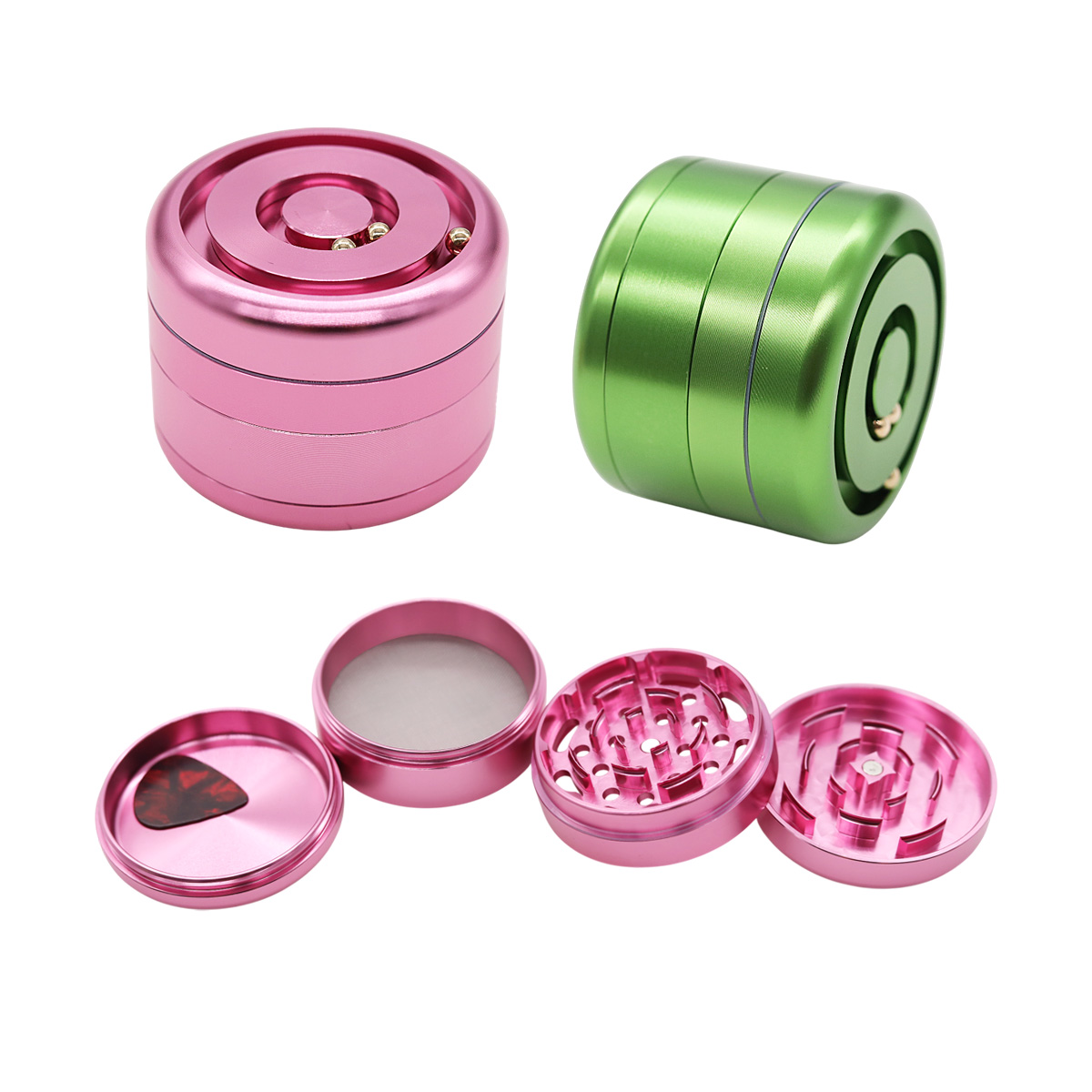Crushers Metallic Magic Yoyo Design 4 Part Aluminium Grinder (GR533) | 63mm | Assorted Colors product image