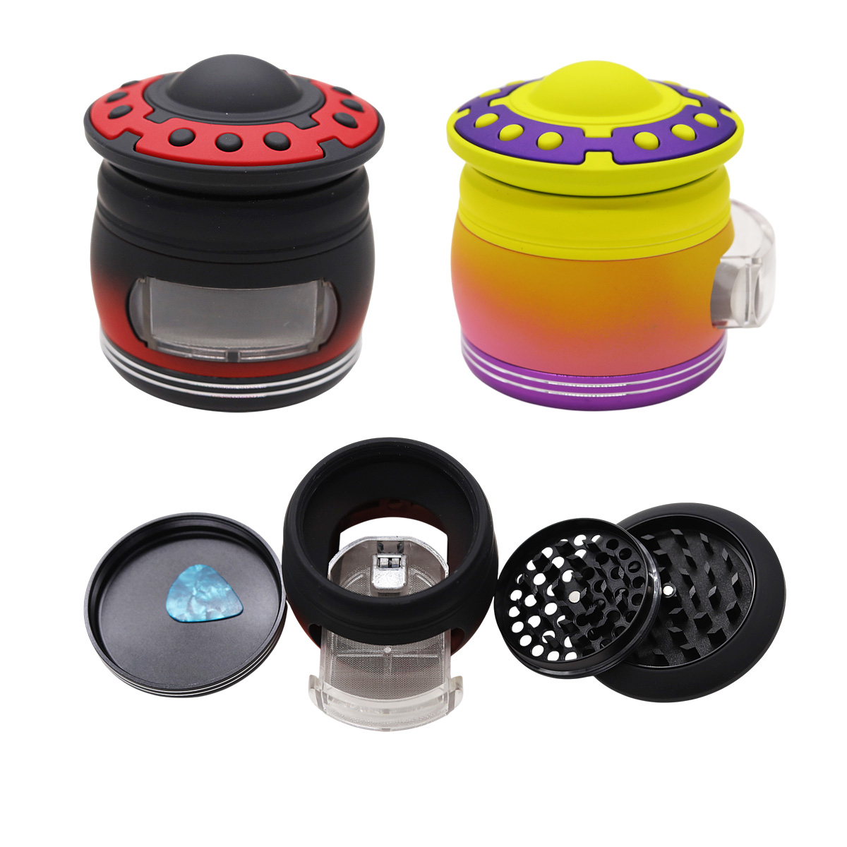 Crushers UFO Design See Through Aluminium 80mm 4 Part Grinder (GR554) | Assorted Colors product image