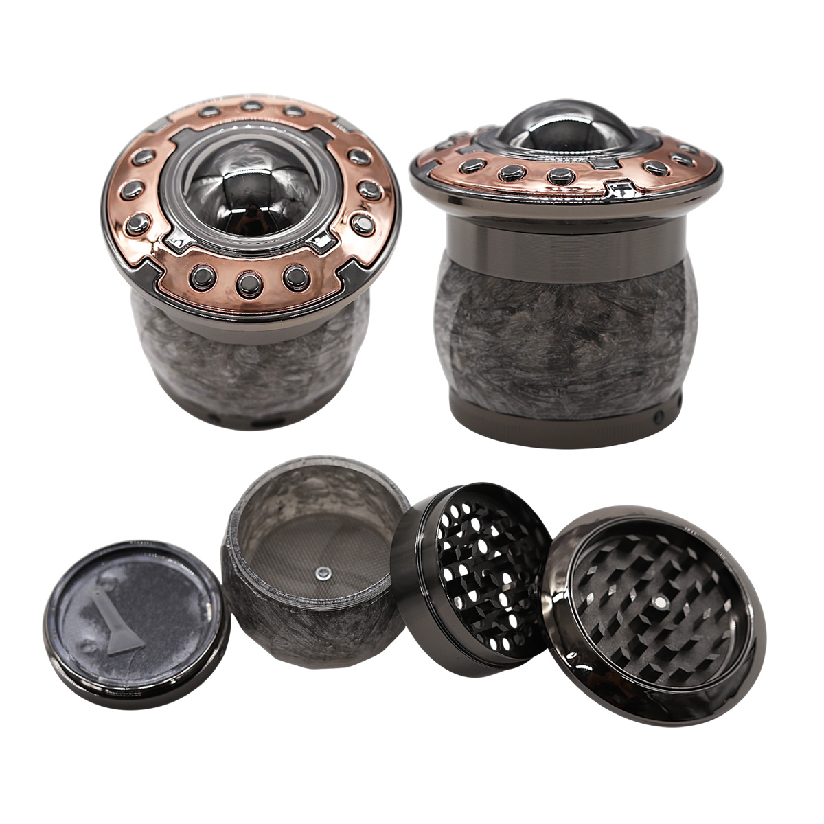 Crushers UFO Design With LED Lights 4 Part Grinder (GR755) | Assorted Colors product image
