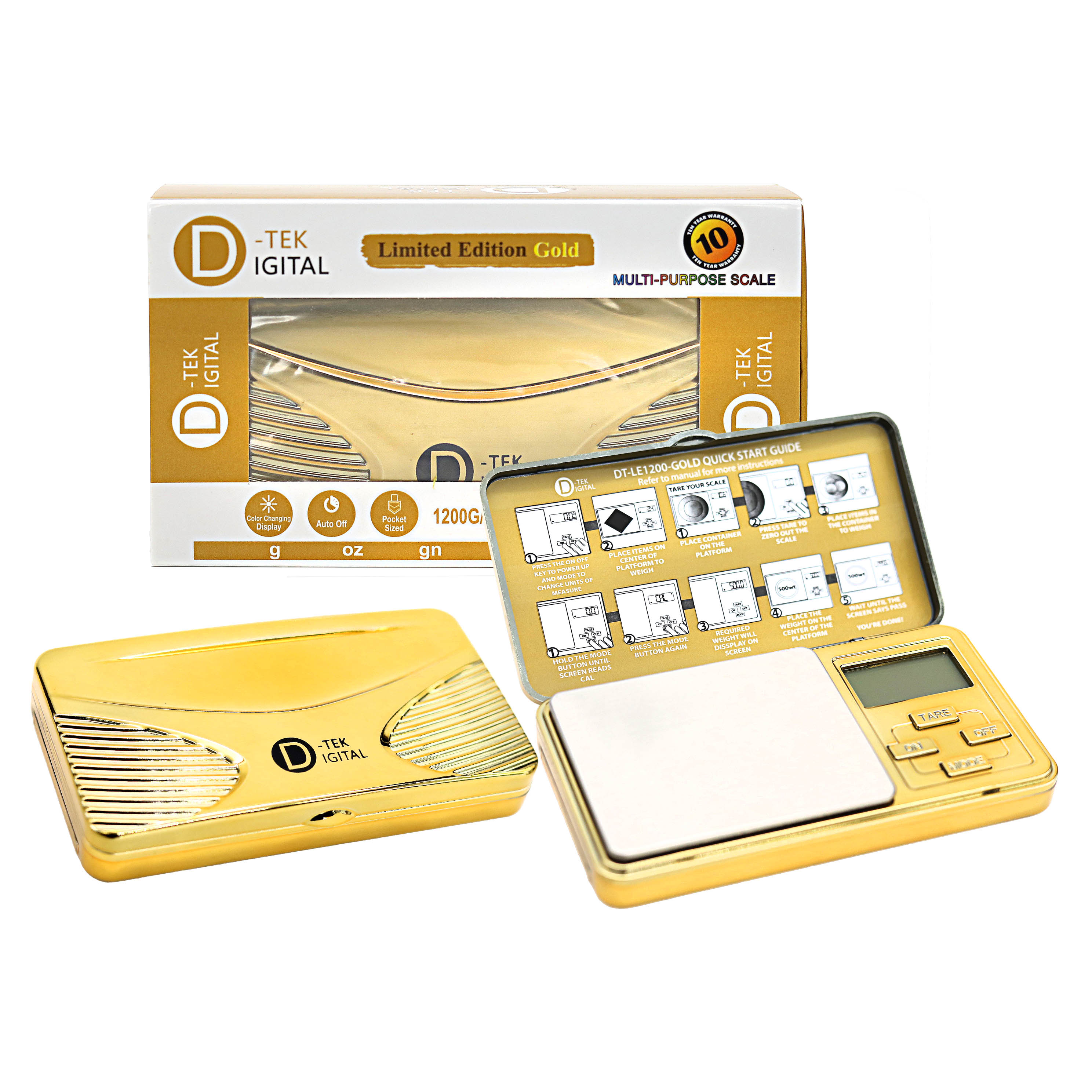 D-tek Digital Pocket Scale Limited Edition Gold (LE1200G) | 1200x0.1 Gram product image