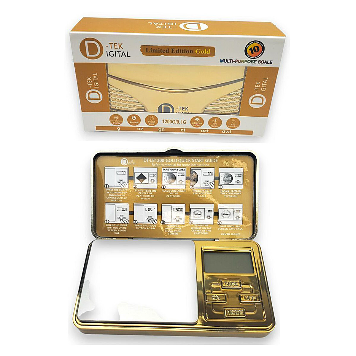 D-tek Digital Pocket Scale With Window Box (DT-LE1200G) Limited Edition | 1200x0.1Grams | Gold product image