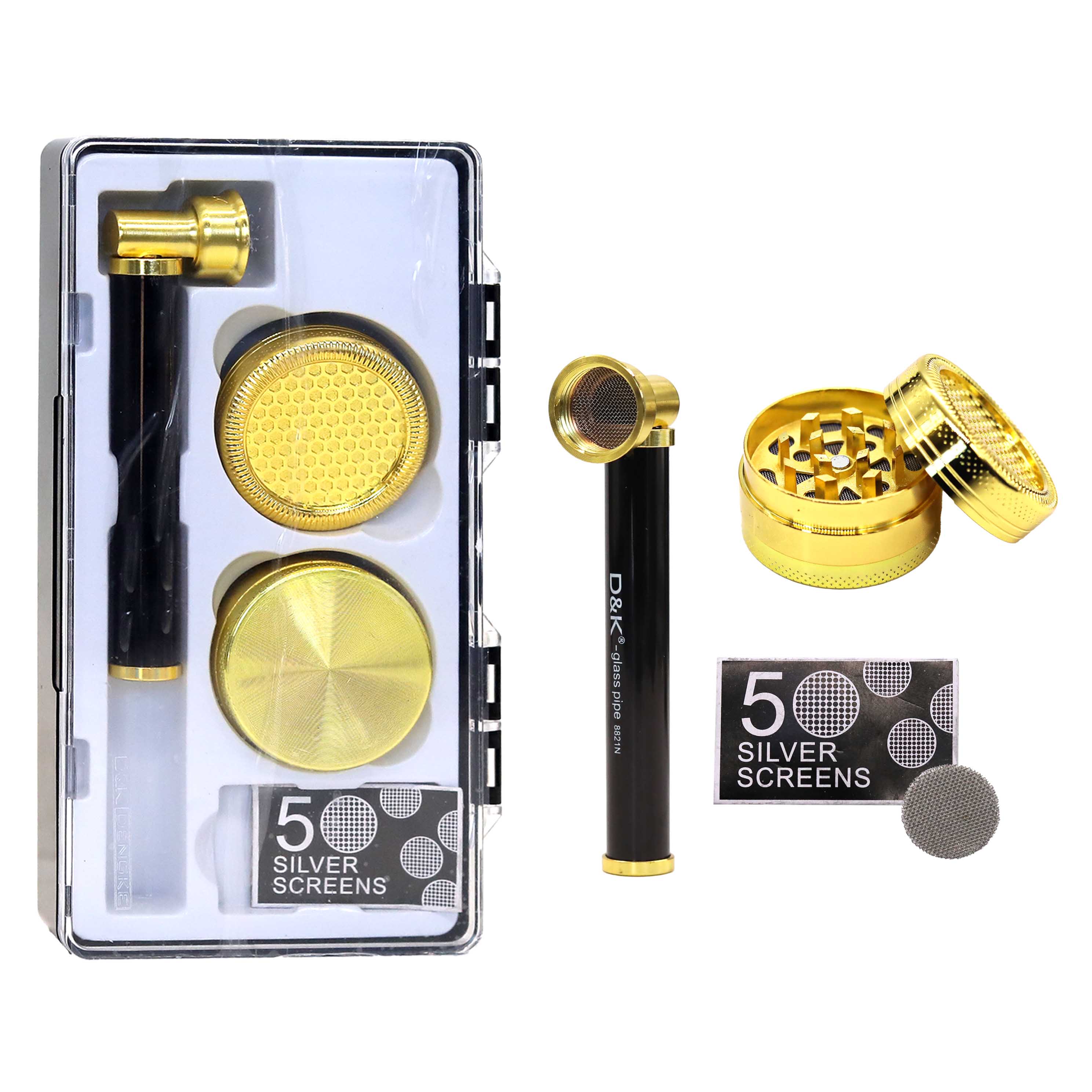 D&K Metal Pipe with 40mm Grinder And 5 Silver Screens Set (DK-7161)  product image
