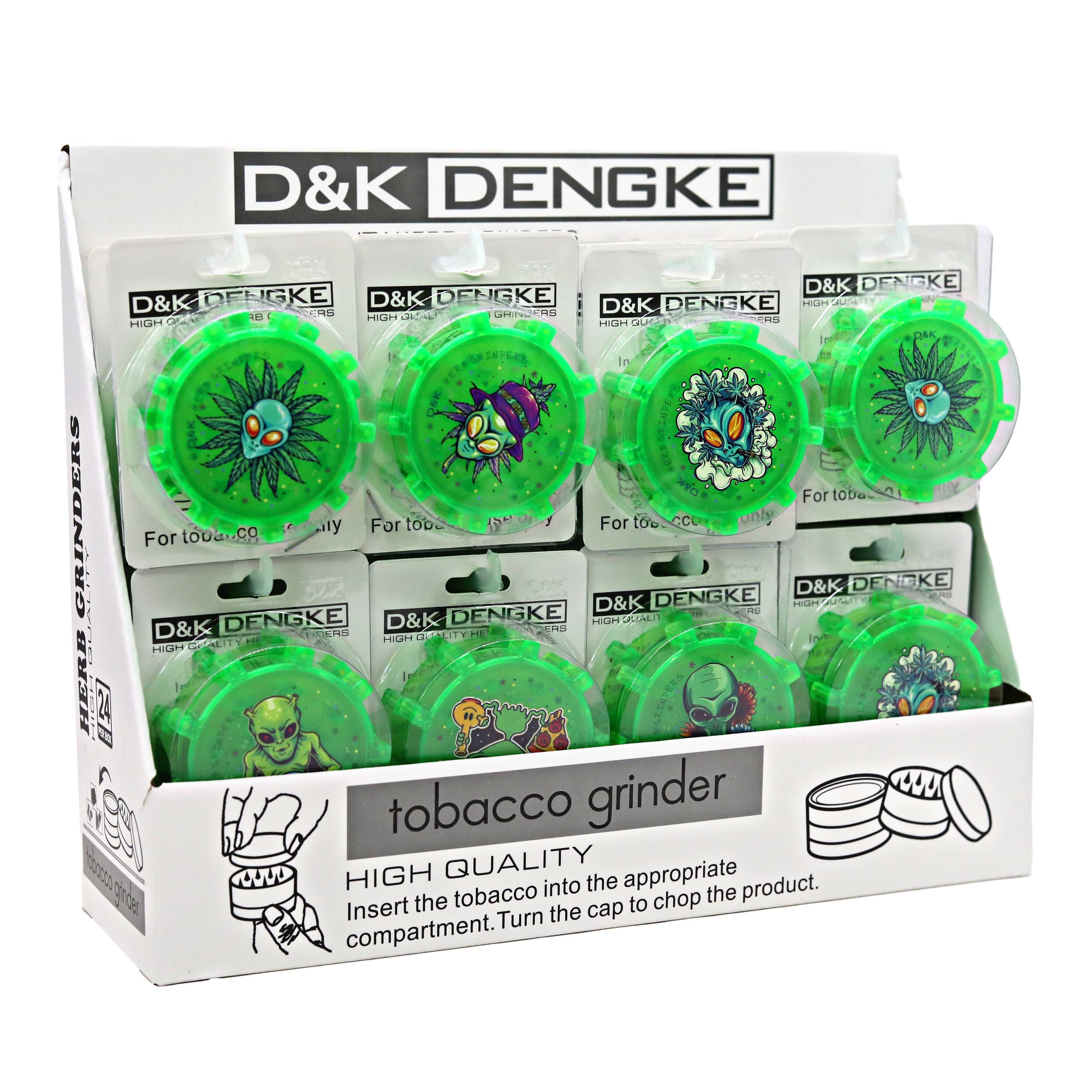 D&K Acrylic Herb Grinder With Cosmic Alien Theme (DK4013LE) | 63mm | 24 Count Display  product image