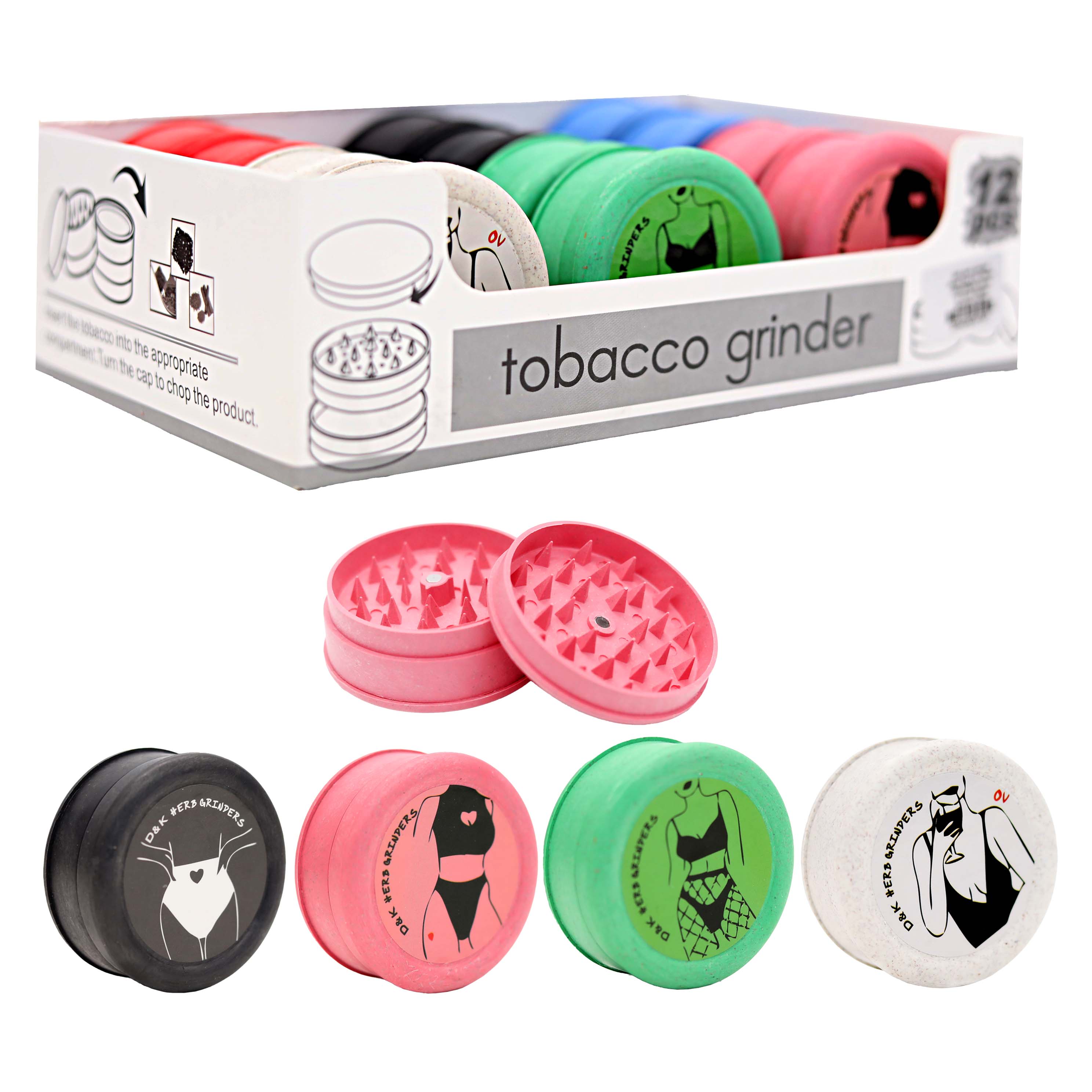 D&K Herb Grinder Weed Sea Life Theme (DK4026BA) | 63mm | 12 Count Display | Assorted Colors product image