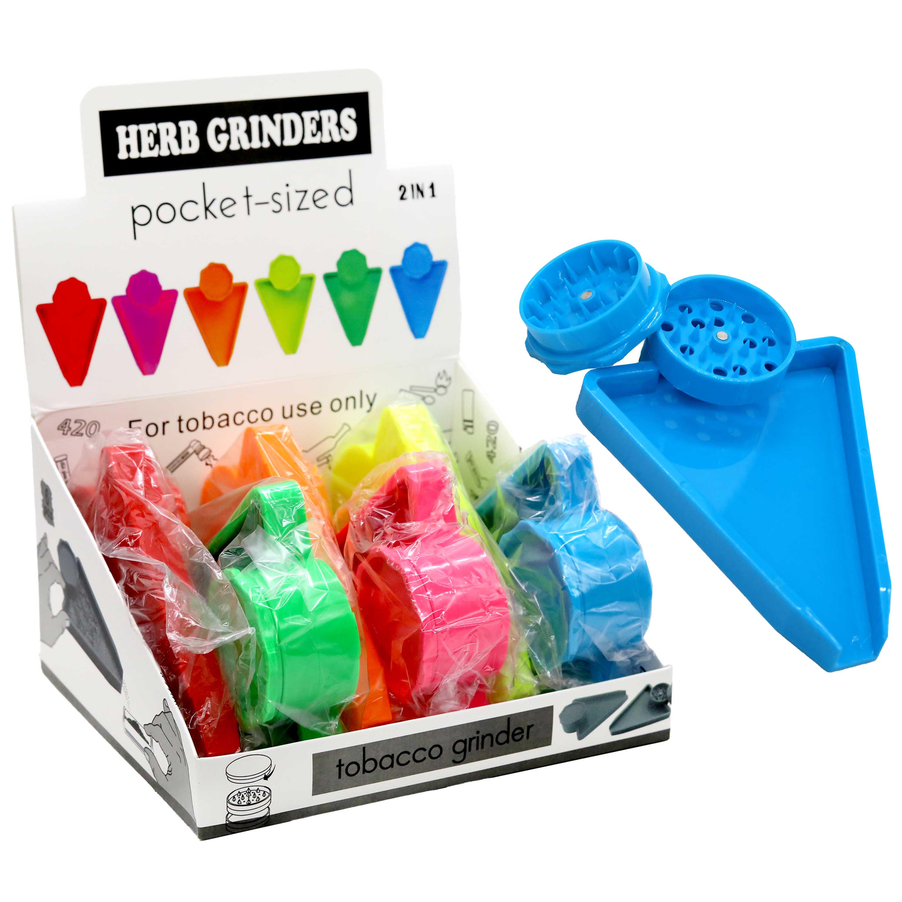 D&K 2-In-1 Acrylic Grinder And Rolling Tray Combo (DK4020-2) | 80mm | 6 Count Display product image