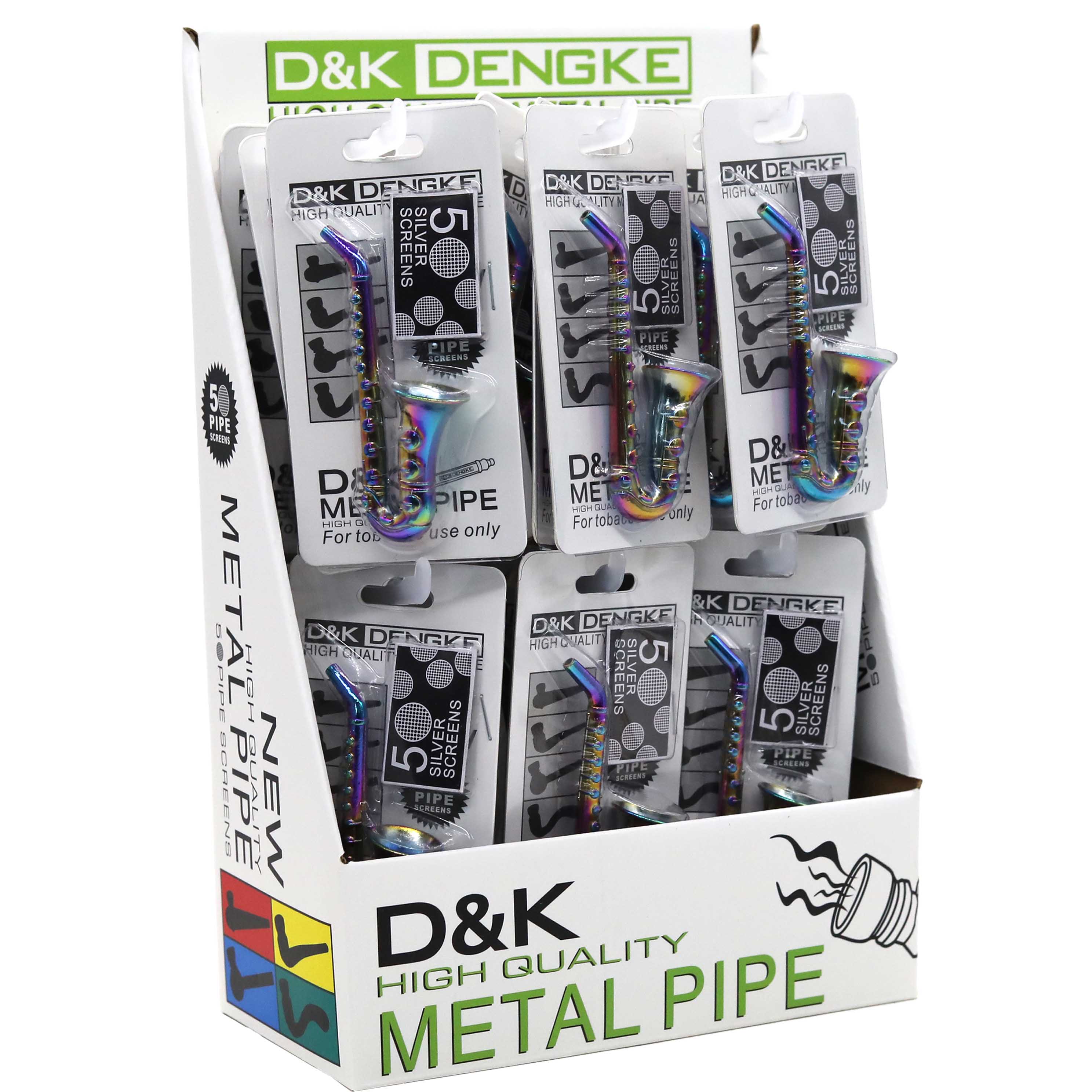 D&K Saxophone Style Rainbow Shaded Metal Pipe Set (DK8378B) | 24 Count Display product image