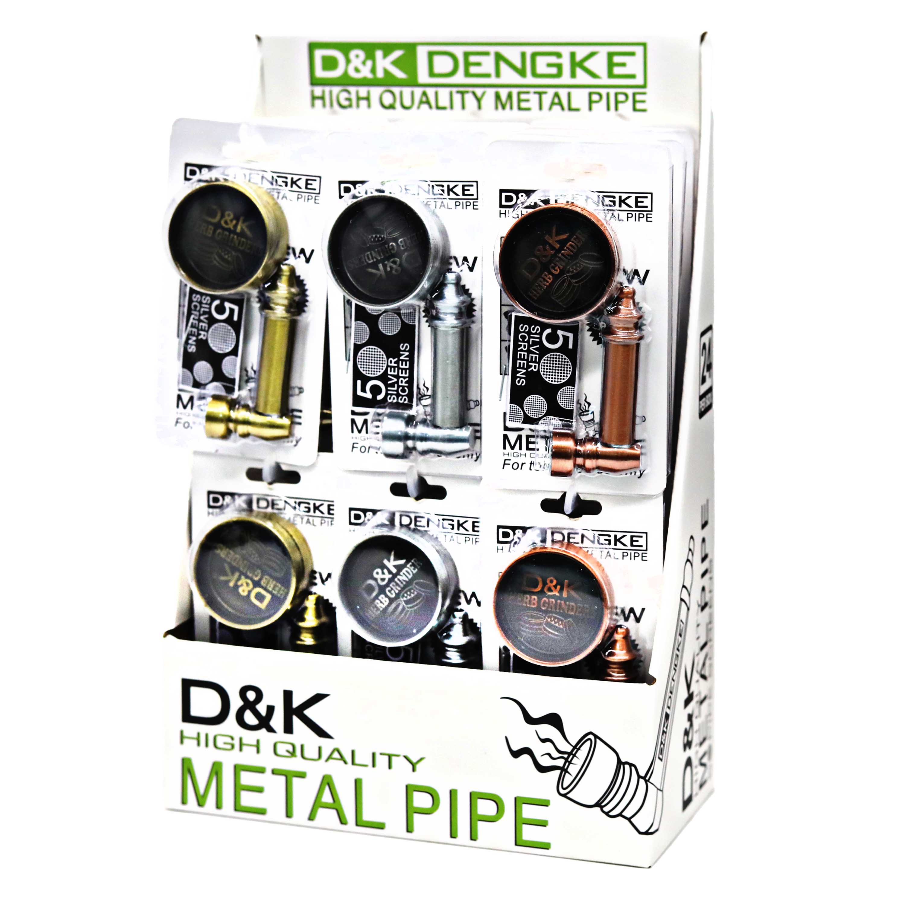 D&K Mixed Colors Metal Pipe Set With Metal Grinder (DK8432EA1) | 3 Inch | 24 Count Display product image