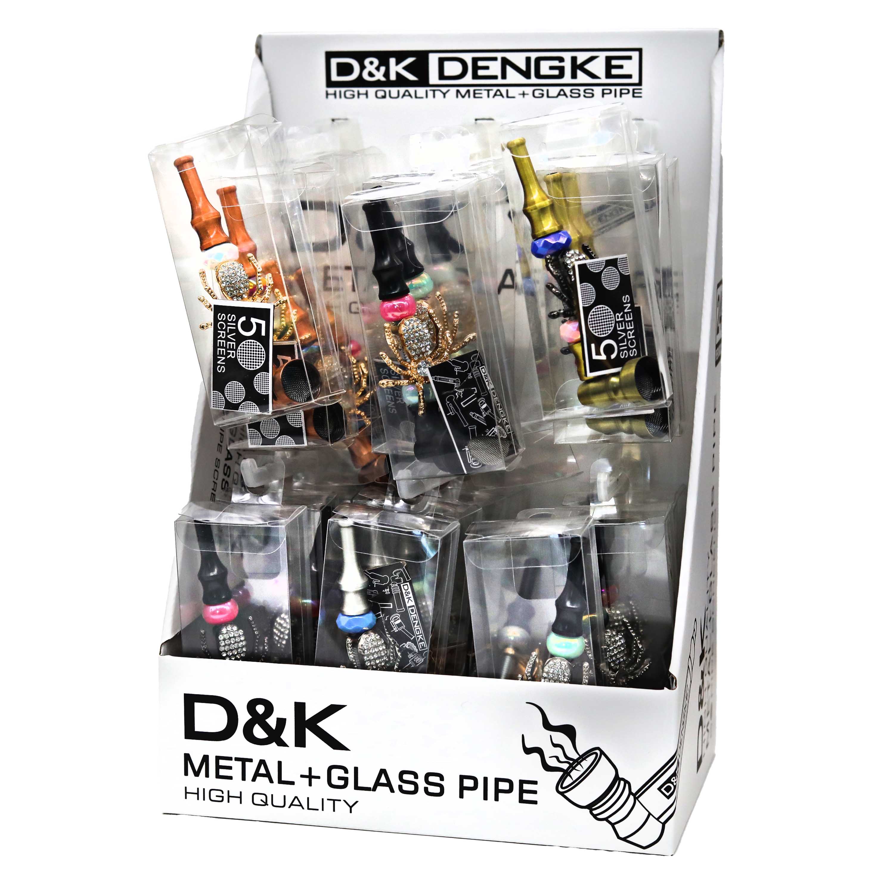 D&K Glass Tube With Metal Head | Spider Bling Theme (DK8821BF) | 3 Inch | 24 Count Display product image