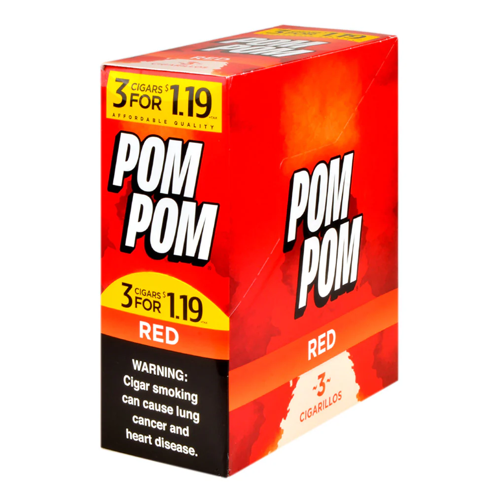 Pom Pom Rolled Cigars (3 For $1.19) | 3 Pack | 15 Count Display | Red product image