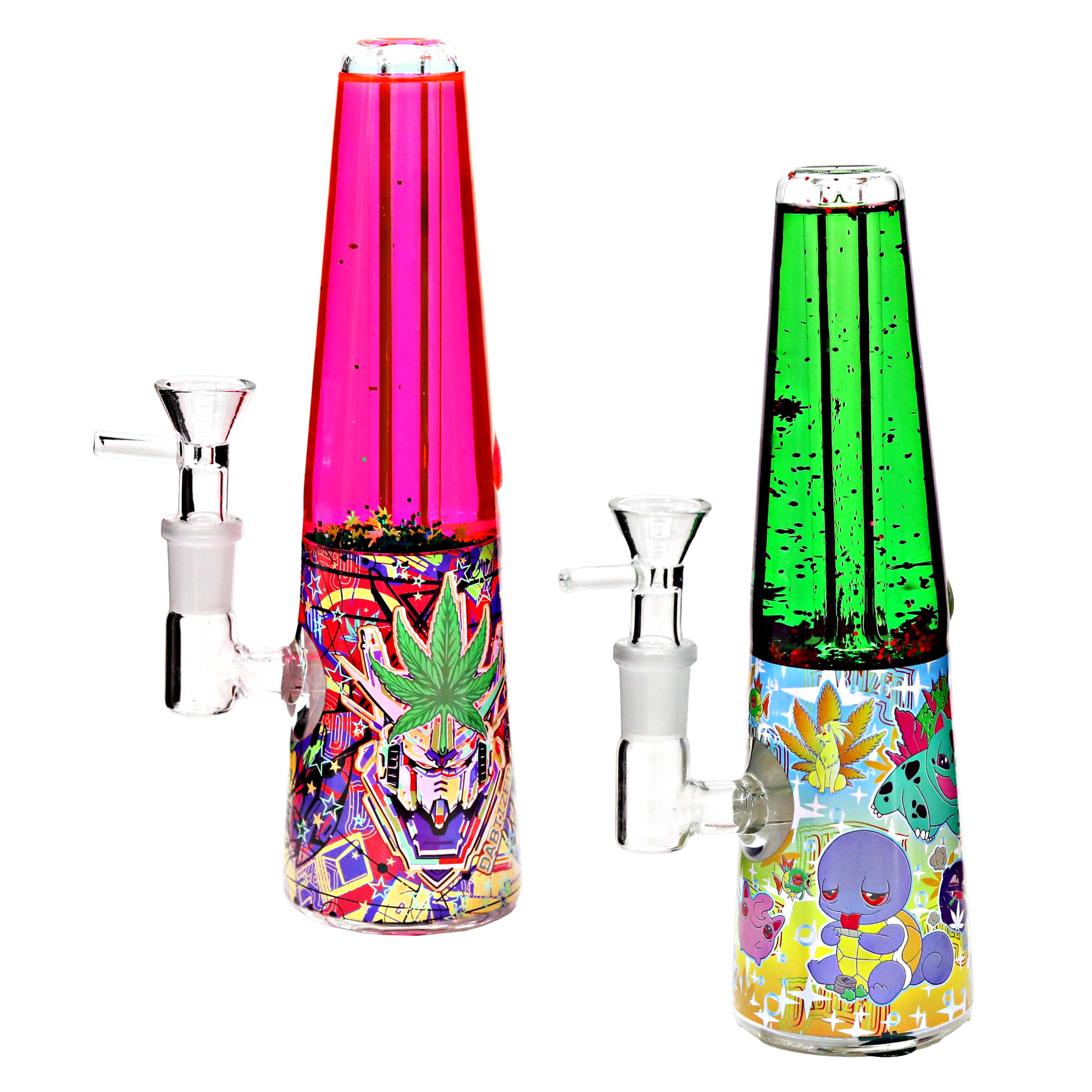 Dabtized Lava Smoke Glycerine Glass LED Light Waterpipe | 10 inch | Assorted Designs product image