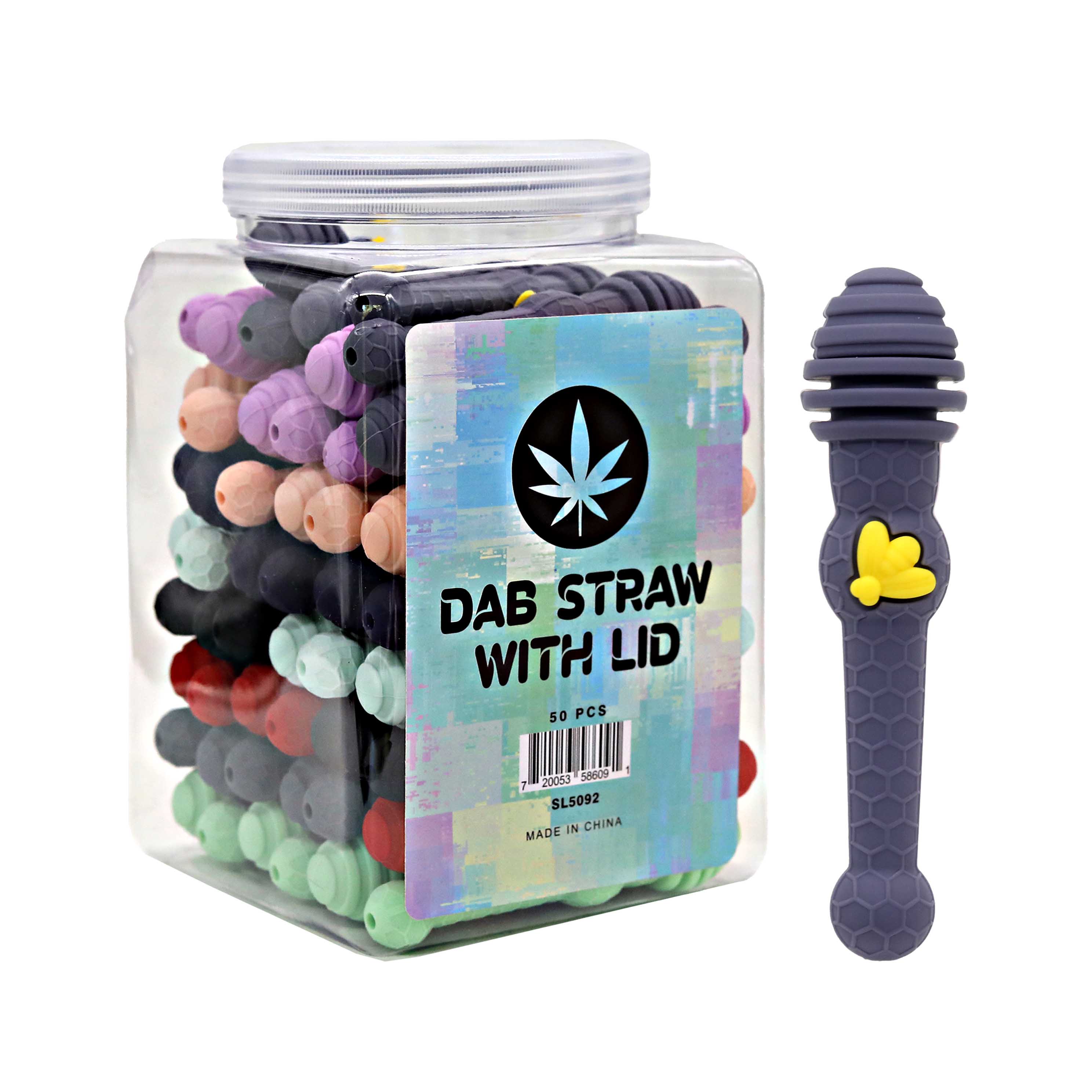 Aleaf Honeycomb Dab Straw With Lid (SL5092) | 4 inch | 50 Count Display | Assorted Colors product image