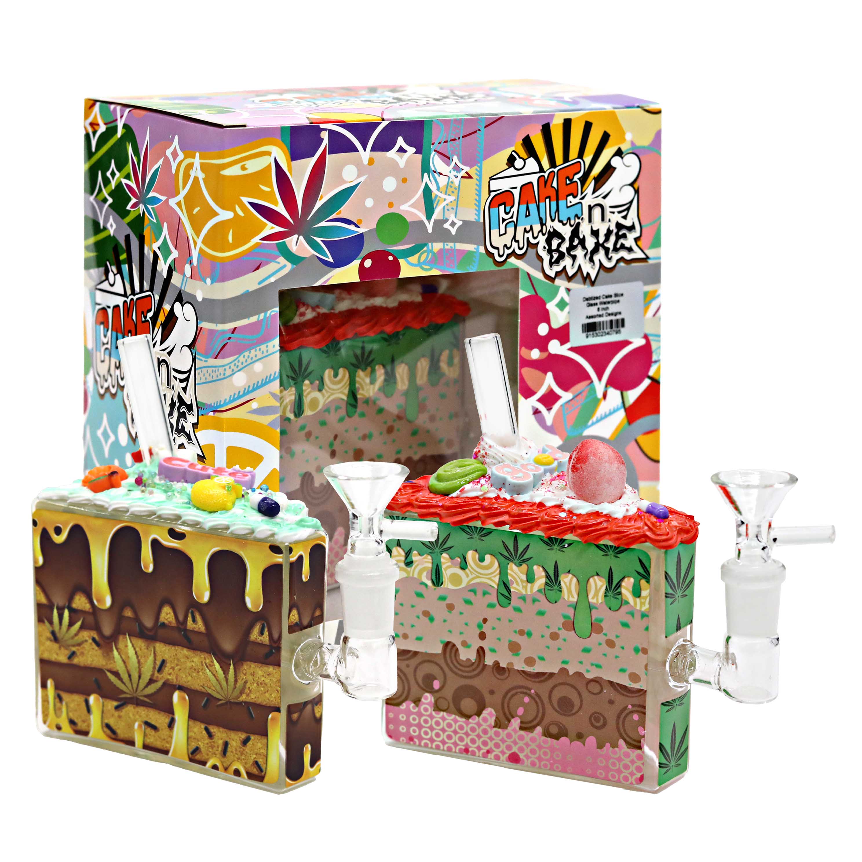 Dabtized Cake Slice Glass Waterpipe | 6 inch | Assorted Designs product image