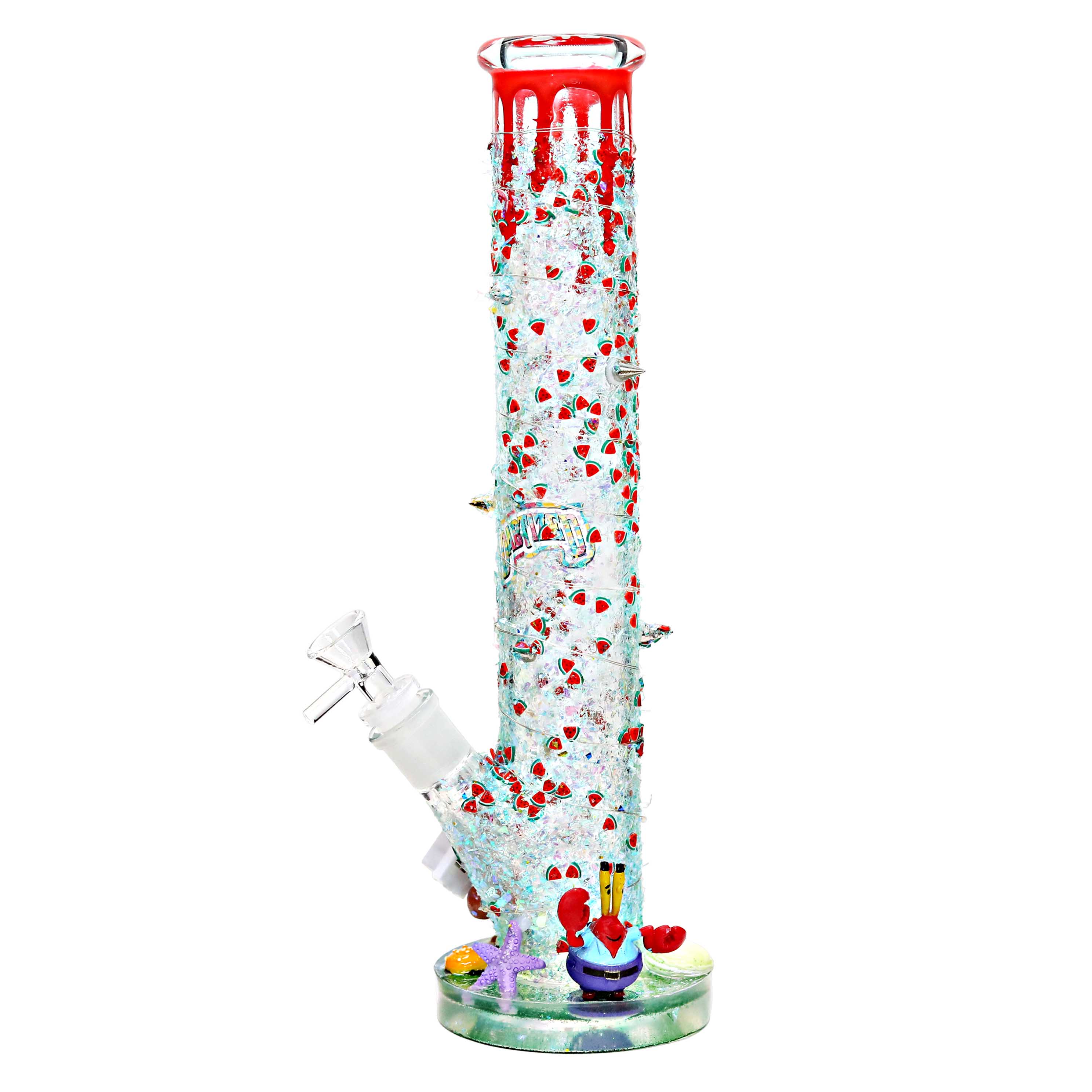 Dabtized Toon Dreamz Shimmery Cylindrical Glass Waterpipe | 14 inch | Assorted Designs product image