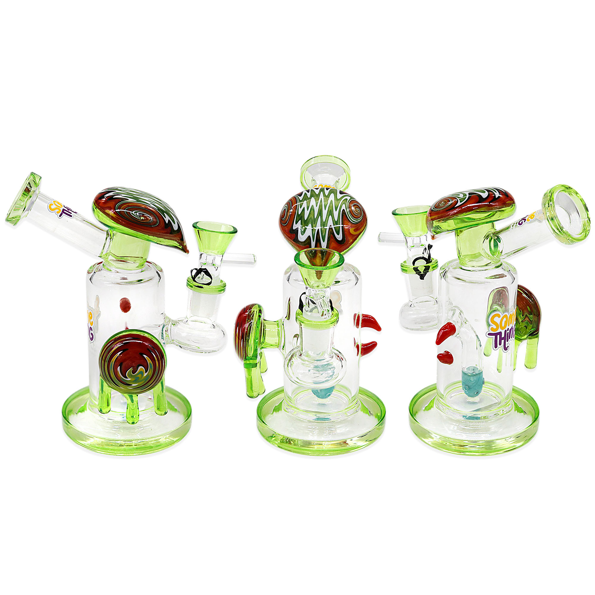 Dome Shaped Wigwag Top Recycler Microscopic Neck Waterpipe (WPX1002) | 6 inches | Assorted Colors product image