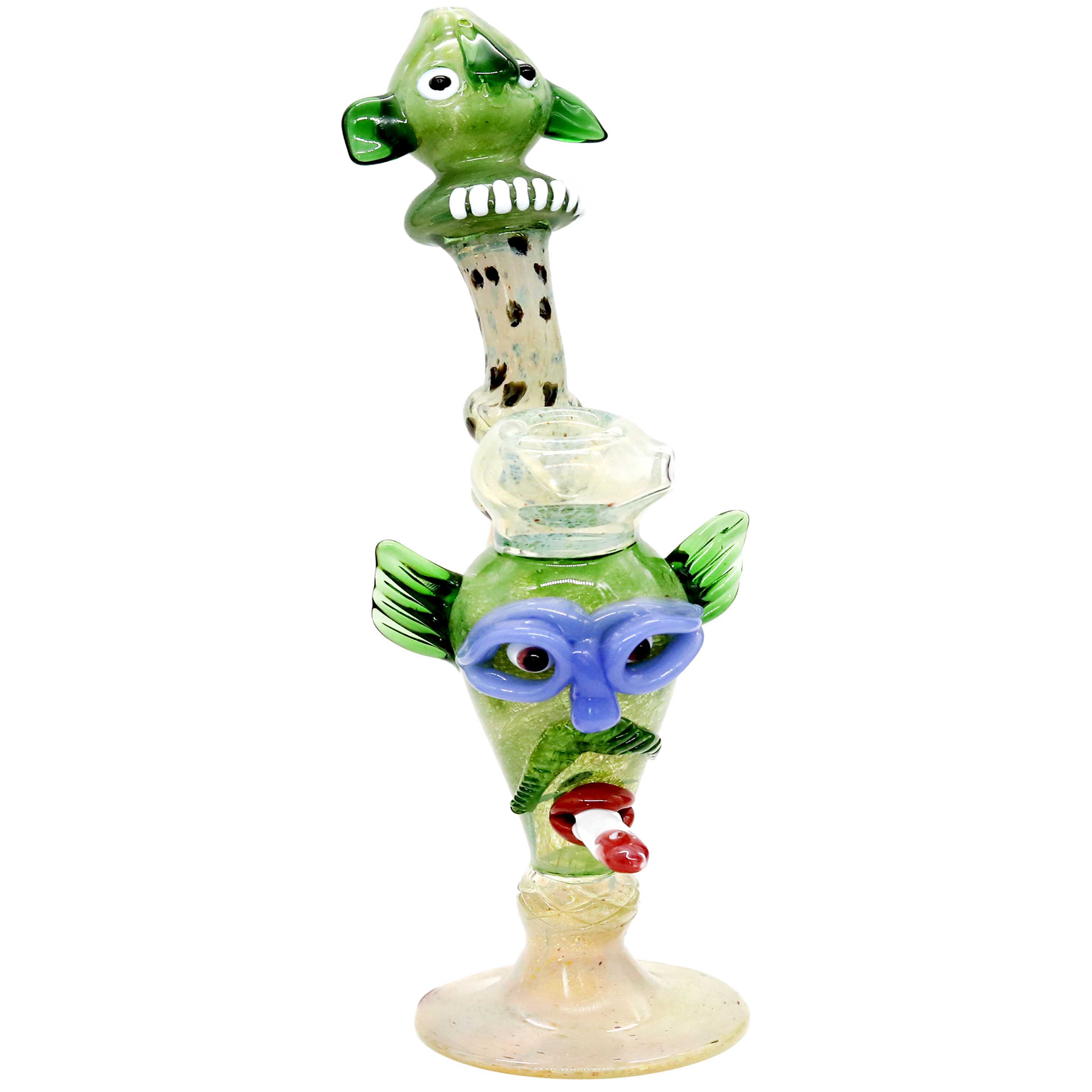 Double Monster Face With Cutted Finger In The Mouth Showerhead Bubbler | 10 inch | Assorted Colors product image
