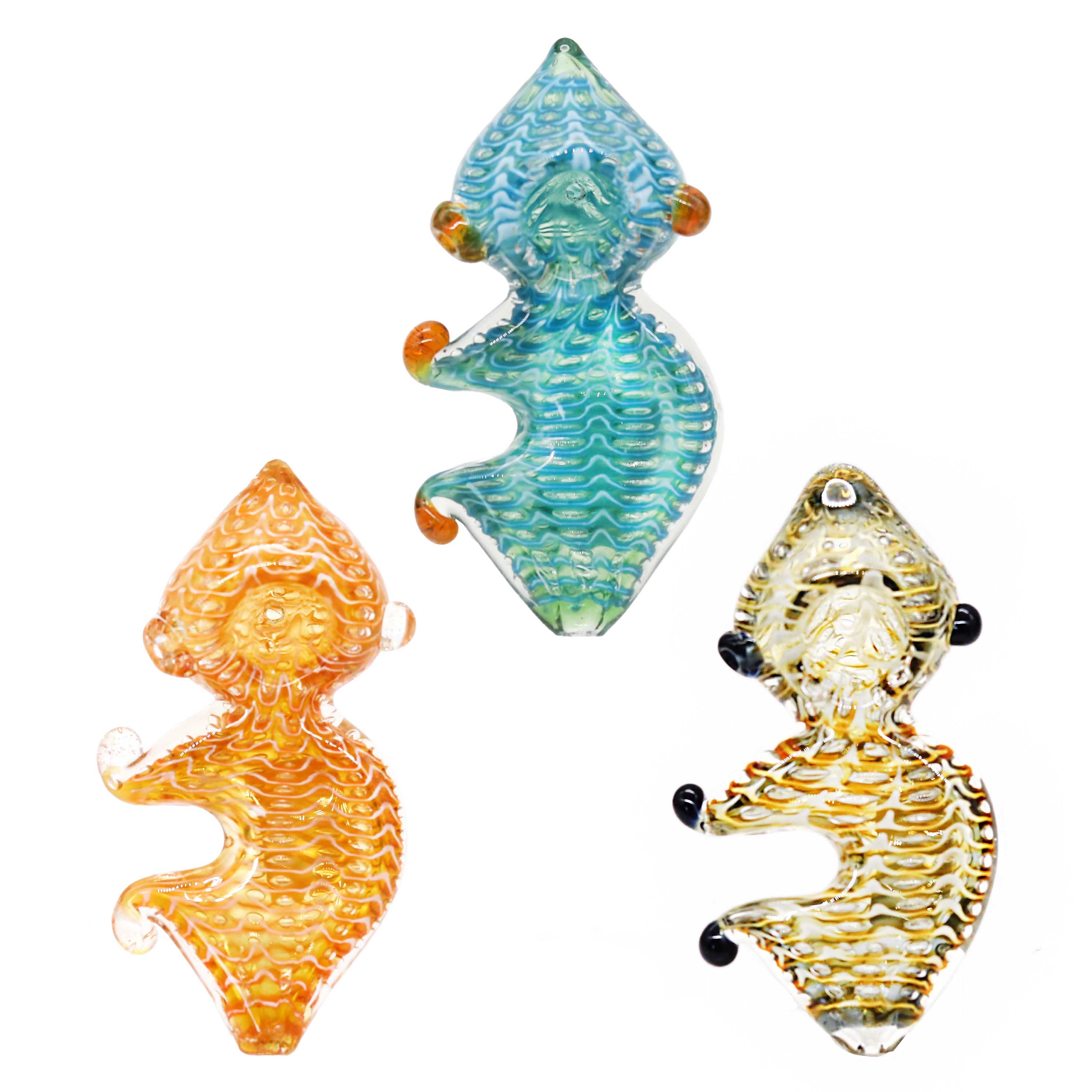 Double Shaded Wavy Design With Dotted Flat Body Handpipe | 5 inch | Assorted Colors product image