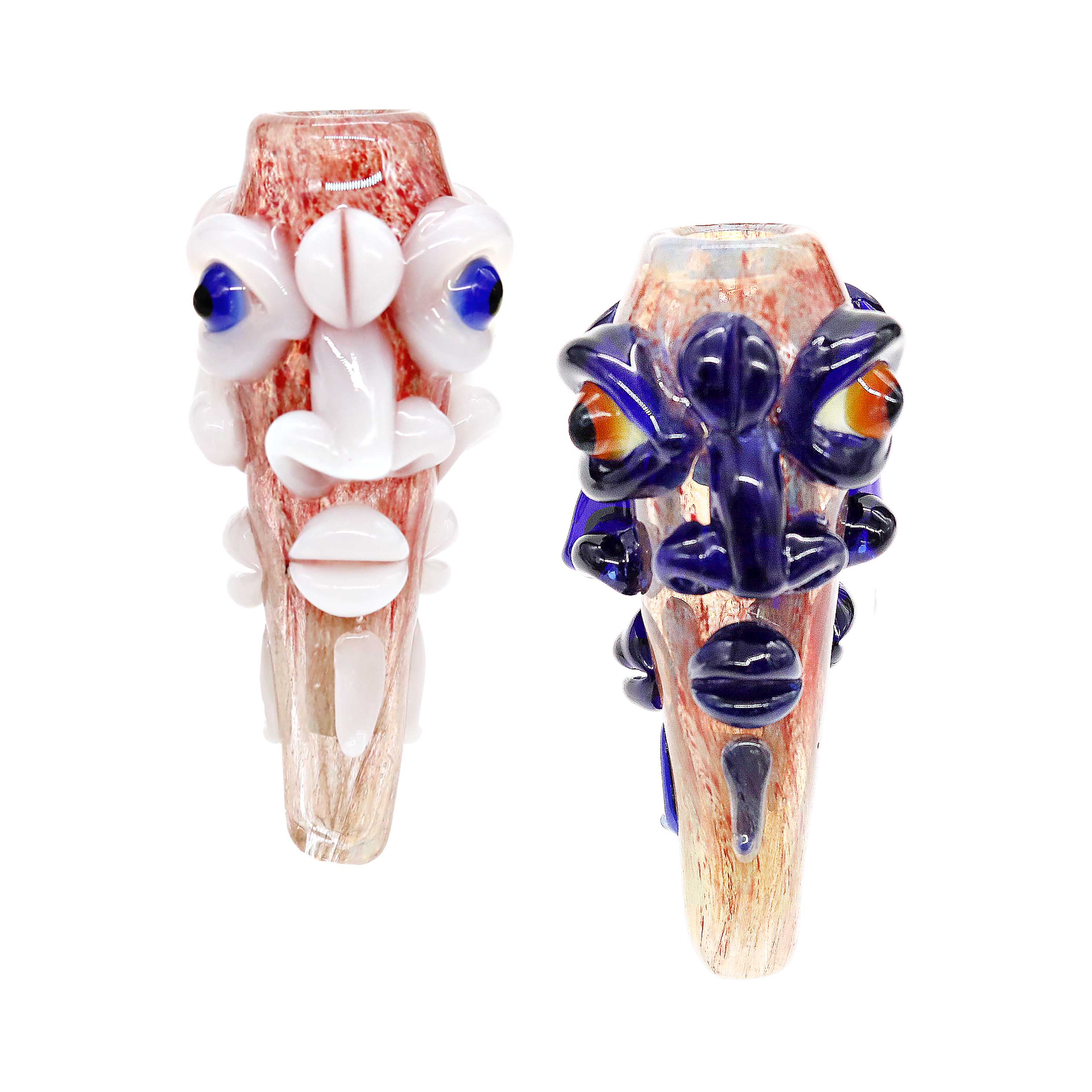 Double Sided Carved Monster Face Handpipe | 5 inch | Assorted Colors product image