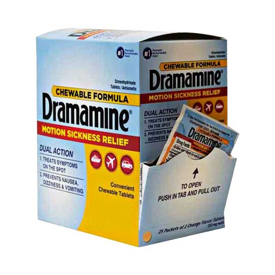 Dramamine Motion Sickness Relief Chewable Tablets | 2 Pack | 25 Count Display product image