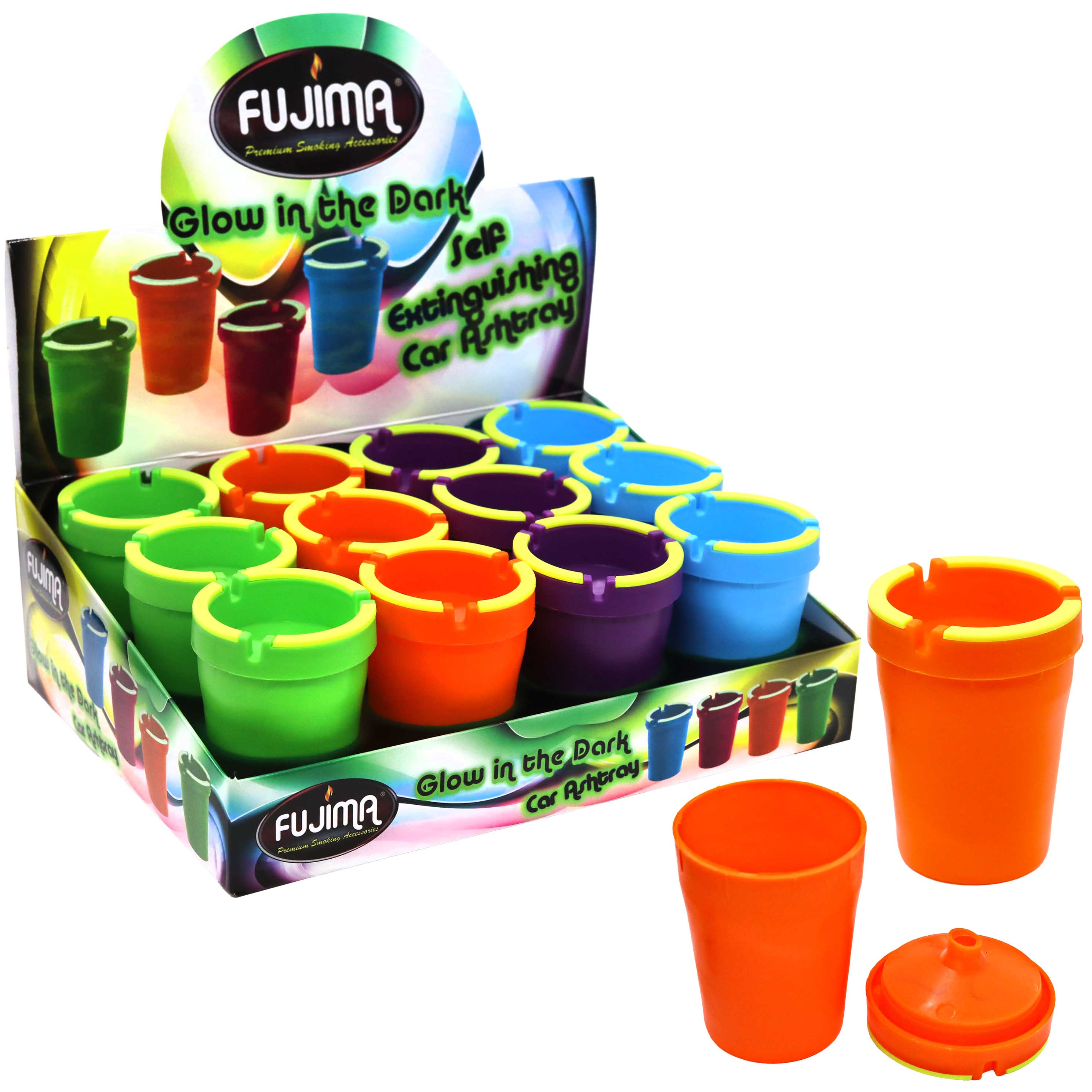 Fujima Glow in the Dark Extinguisher Car Ashtray (EX13) | 12 Count Display | Assorted Colors product image