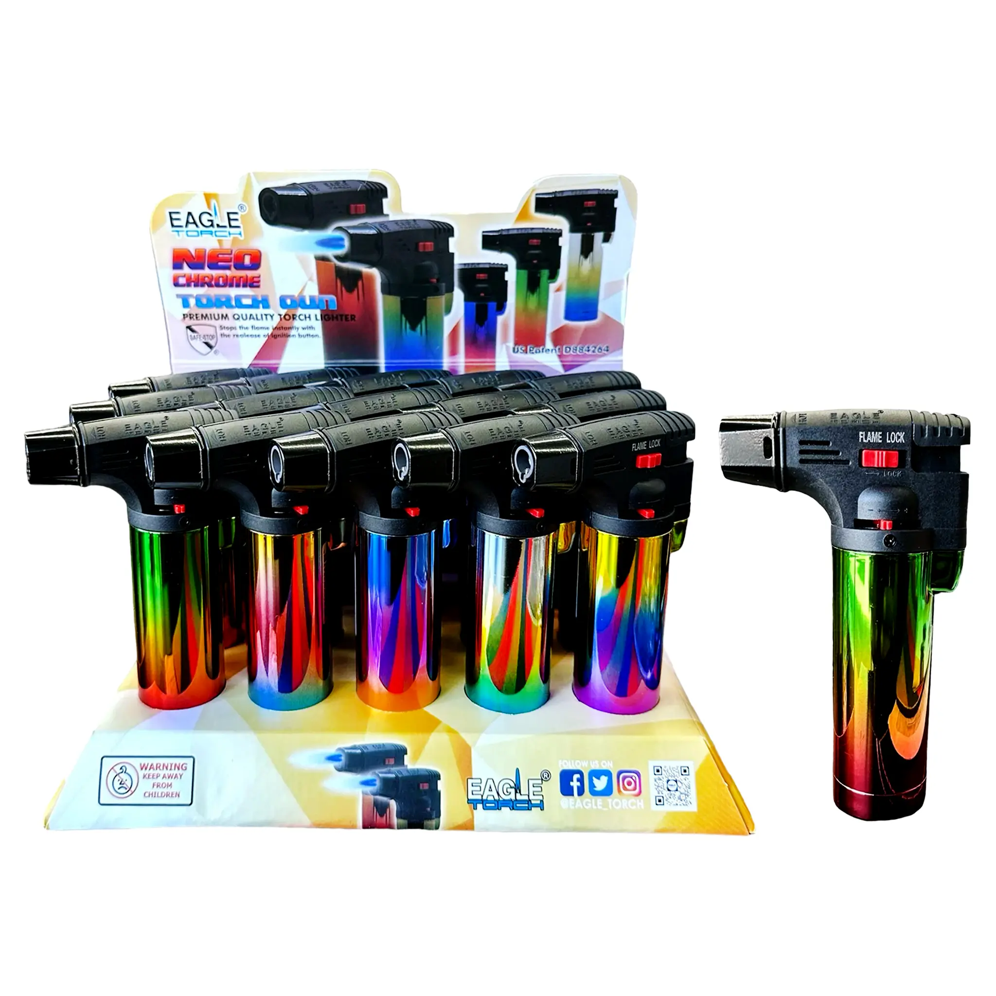 Eagle Torch Neo Chrome Side Torch Lighter (PT101NCR) | 4 inch | 15 Count Display  product image